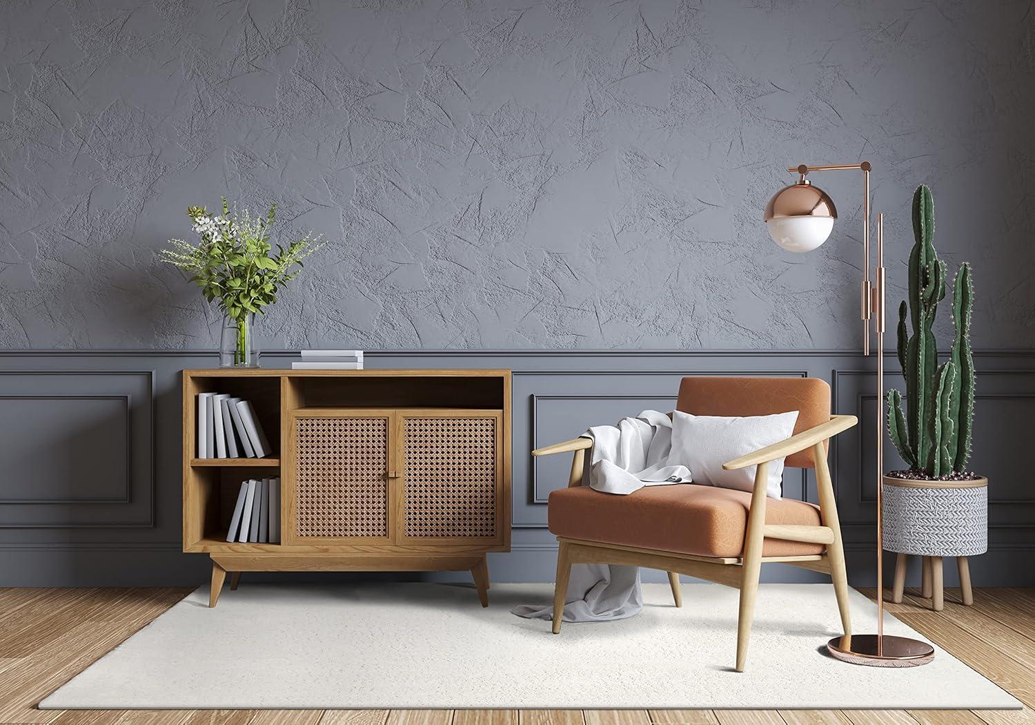 imageLeick Home 596015 Dagen Soft Shag Modern Rug Solid Beige Living Room Bedroom Area Rug Rectangle 67 x 96Cream