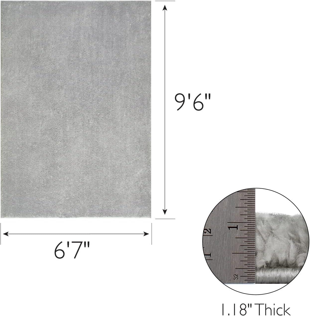 imageLeick Home 596015 Dagen Soft Shag Modern Rug Solid Beige Living Room Bedroom Area Rug Rectangle 67 x 96Grey