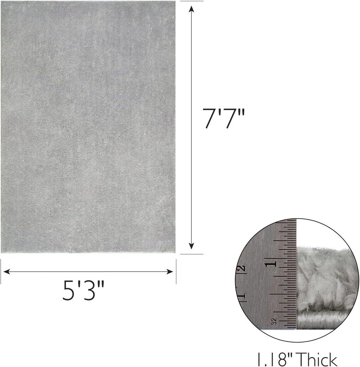 imageLeick Home 596015 Dagen Soft Shag Modern Rug Solid Beige Living Room Bedroom Area Rug Rectangle 67 x 96Grey