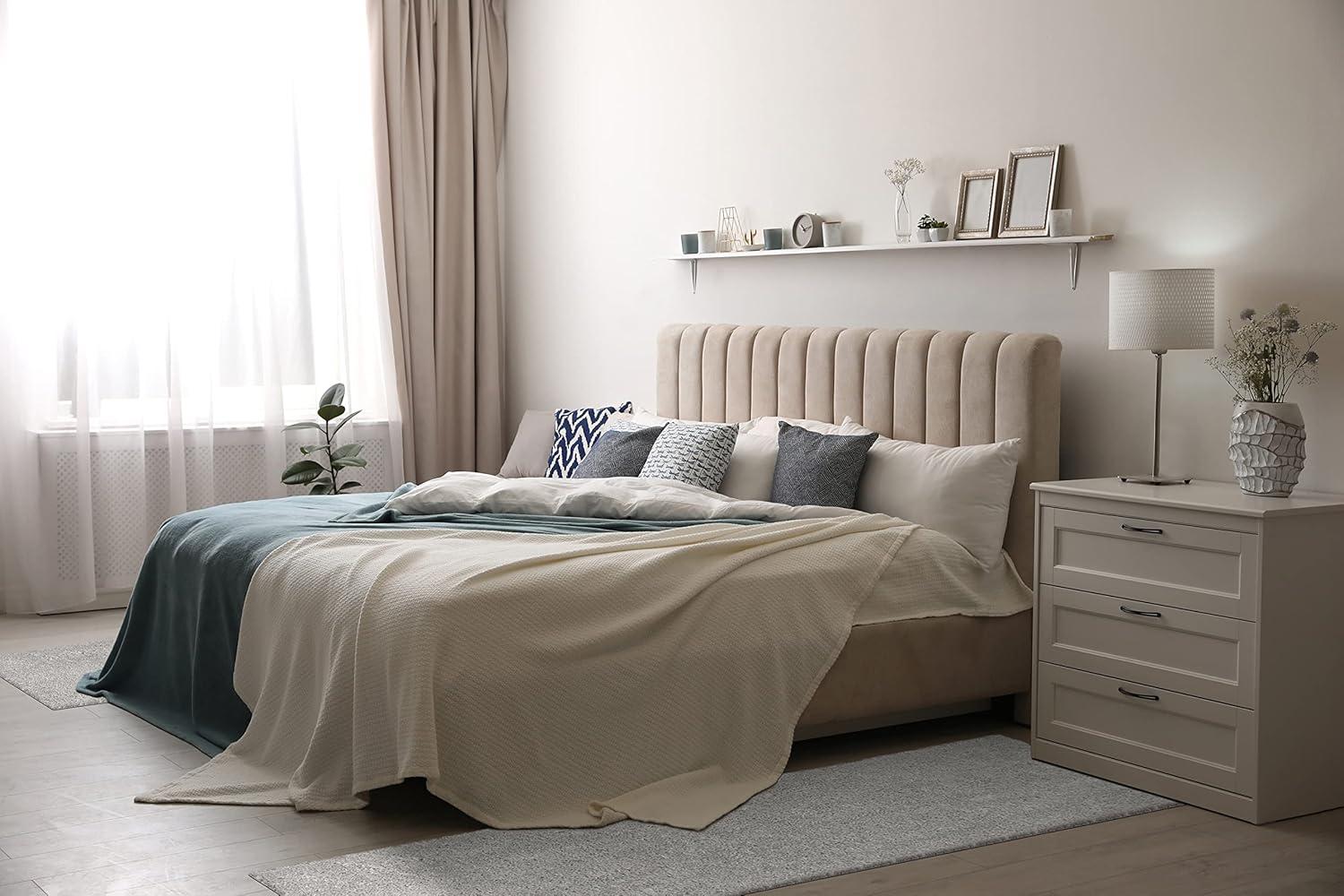 imageLeick Home 596015 Dagen Soft Shag Modern Rug Solid Beige Living Room Bedroom Area Rug Rectangle 67 x 96Grey