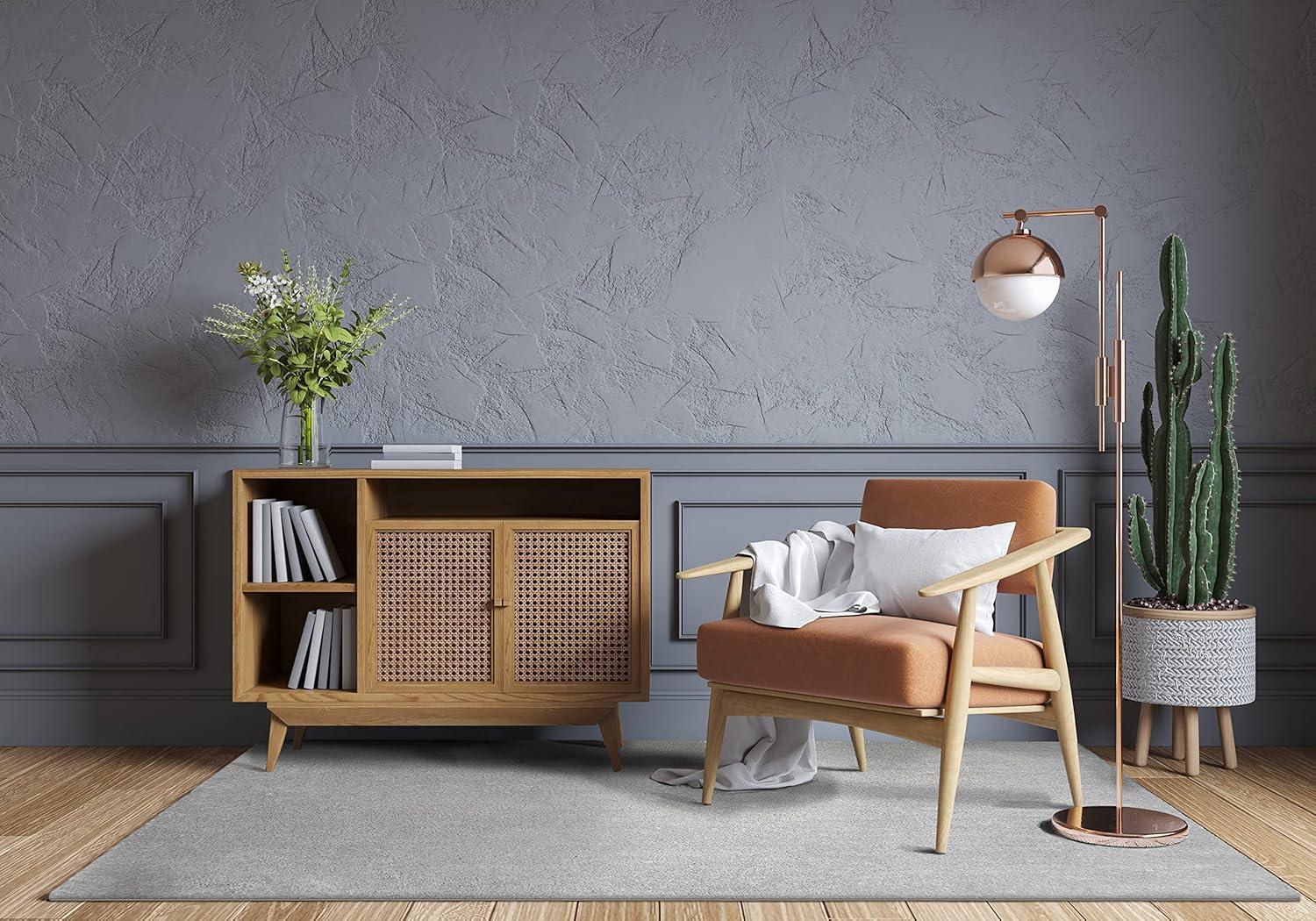 imageLeick Home 596015 Dagen Soft Shag Modern Rug Solid Beige Living Room Bedroom Area Rug Rectangle 67 x 96Grey