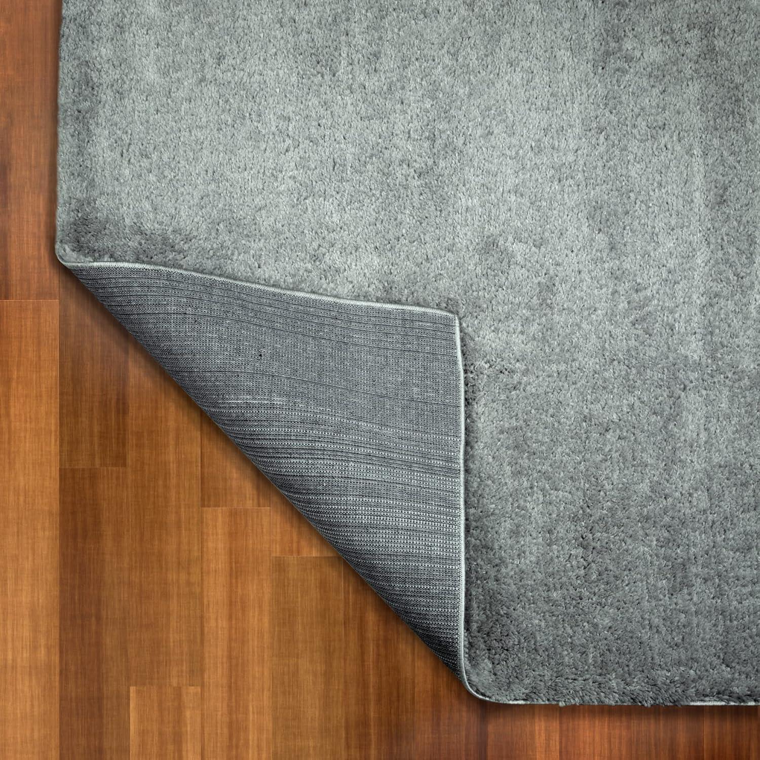 imageLeick Home 596015 Dagen Soft Shag Modern Rug Solid Beige Living Room Bedroom Area Rug Rectangle 67 x 96Grey