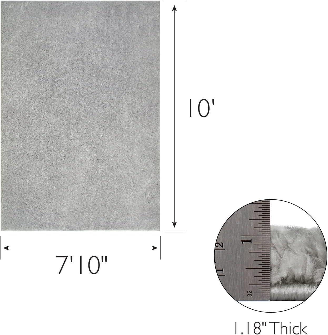 imageLeick Home 596015 Dagen Soft Shag Modern Rug Solid Beige Living Room Bedroom Area Rug Rectangle 67 x 96Grey