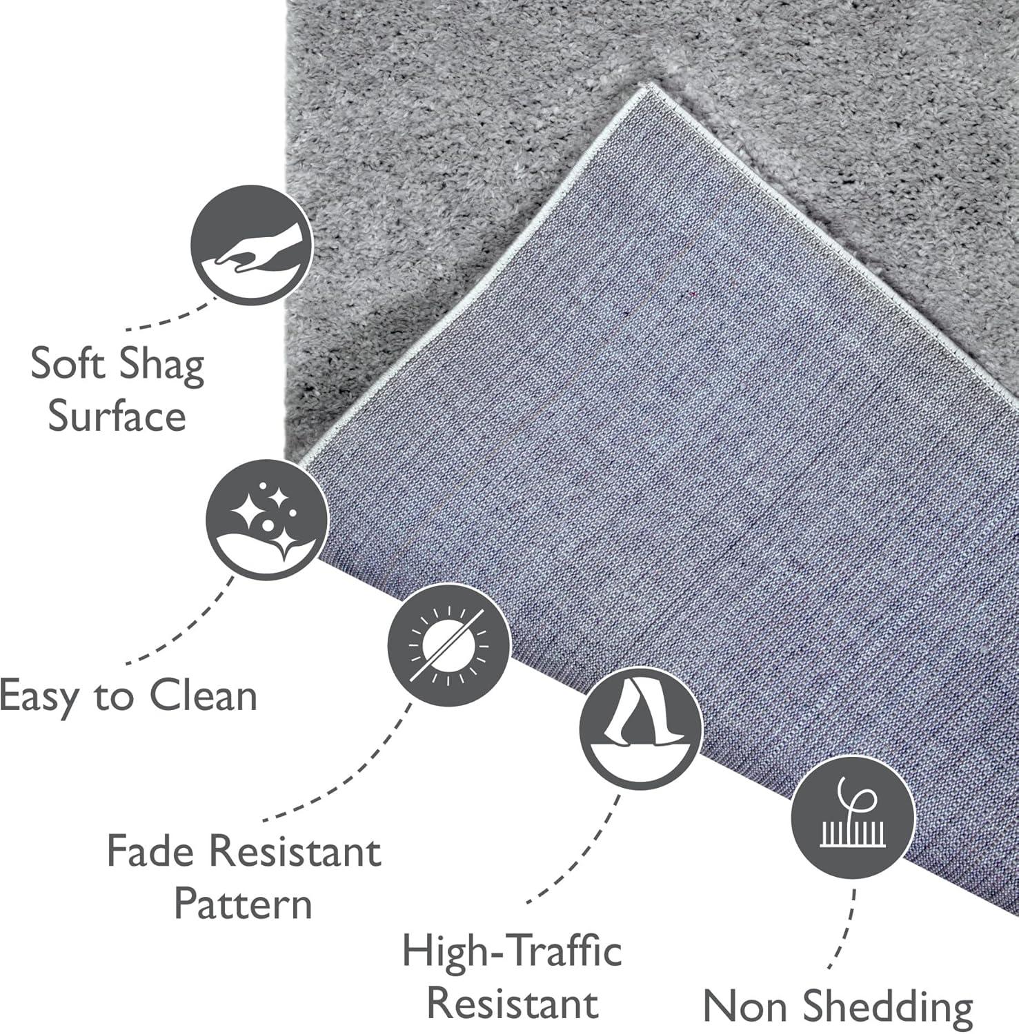 imageLeick Home 596015 Dagen Soft Shag Modern Rug Solid Beige Living Room Bedroom Area Rug Rectangle 67 x 96Grey
