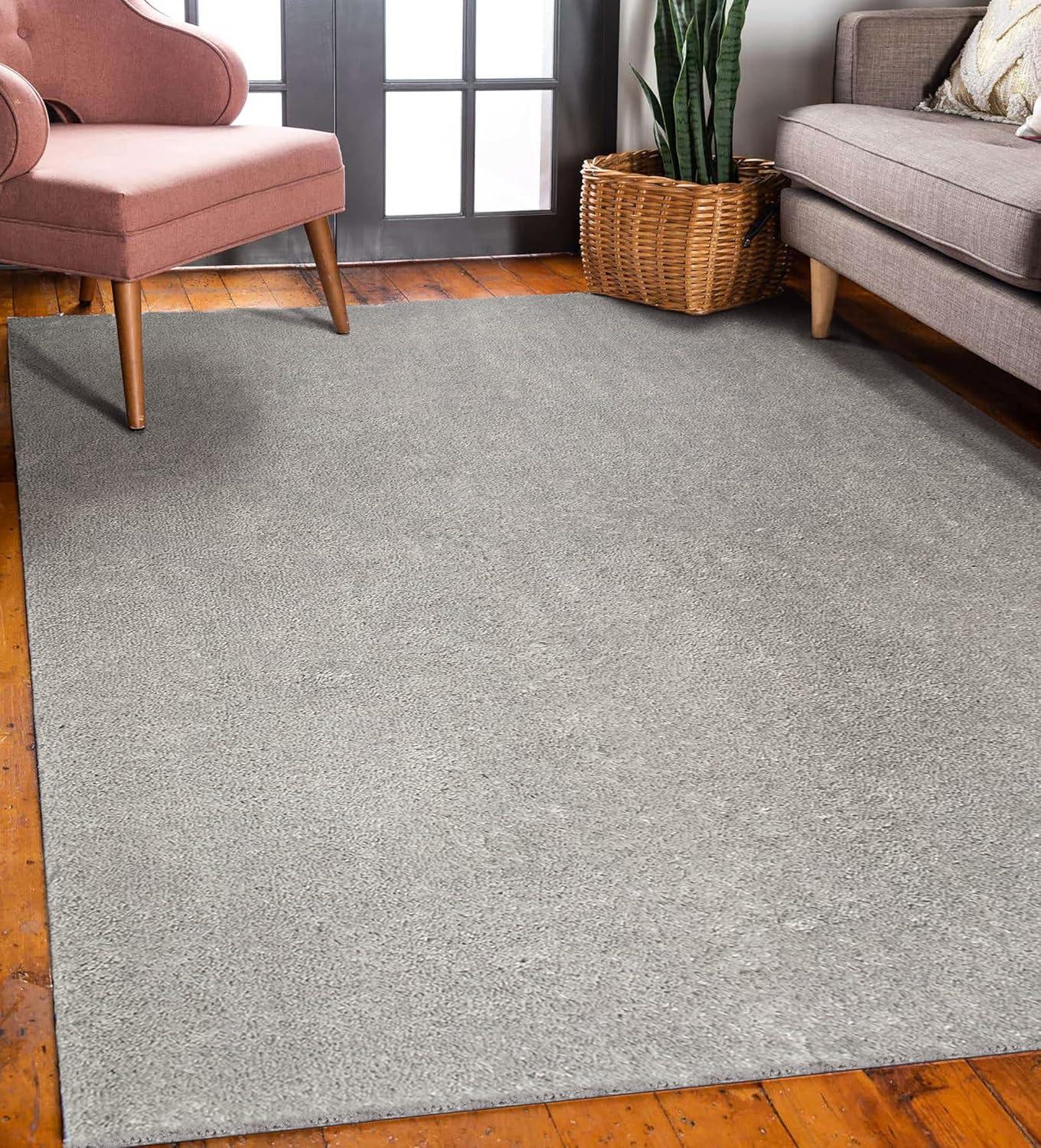 imageLeick Home 596015 Dagen Soft Shag Modern Rug Solid Beige Living Room Bedroom Area Rug Rectangle 67 x 96Grey