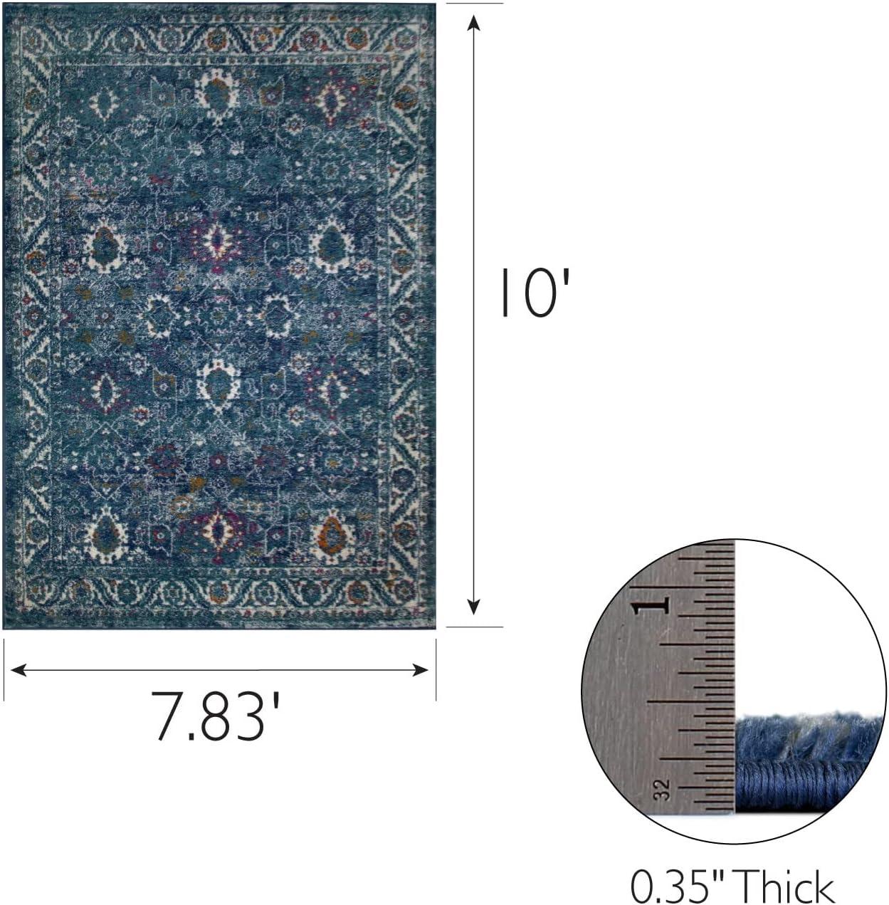 imageLeick Home 596346 Laraline Vintage Turkish Medallion Collage Faded Turquoise Living Room Bedroom Area Rug Rectangle 710 x 10