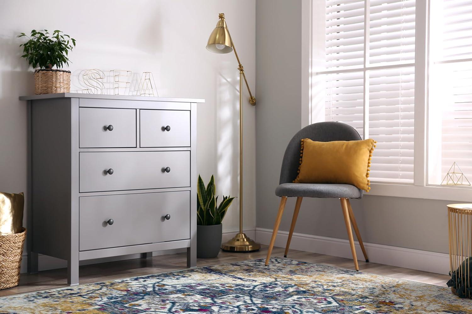imageLeick Home 596460 Vienne Vintage Faded Turkish Medallion Ivory and Navy Living Room Bedroom Area Rug Rectangle 53 x 77