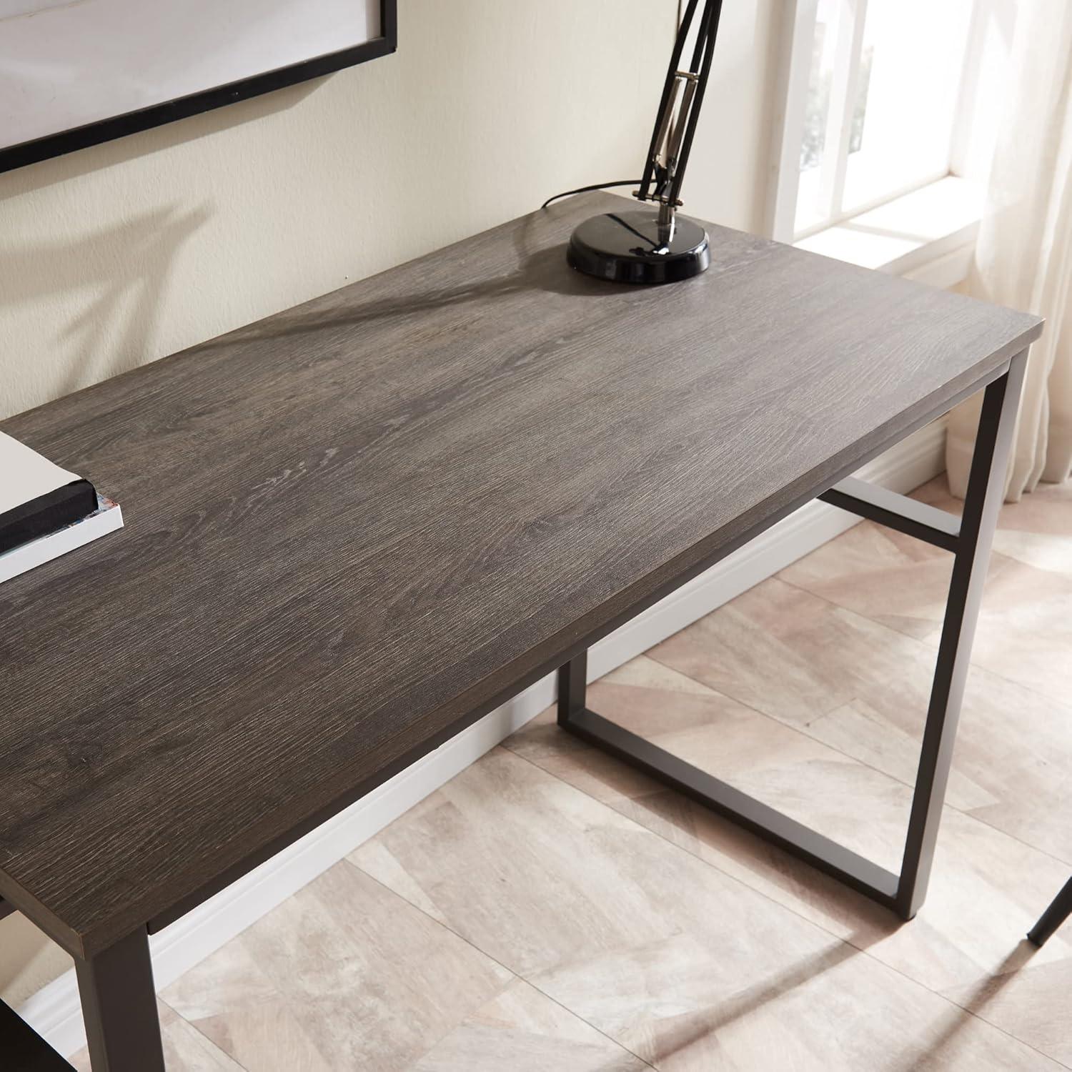imageLeick Home 70006CJGM Metal Base Kona Desk with Recessed Lower StorageElectronics Shelf CorojoGunmetal Gray