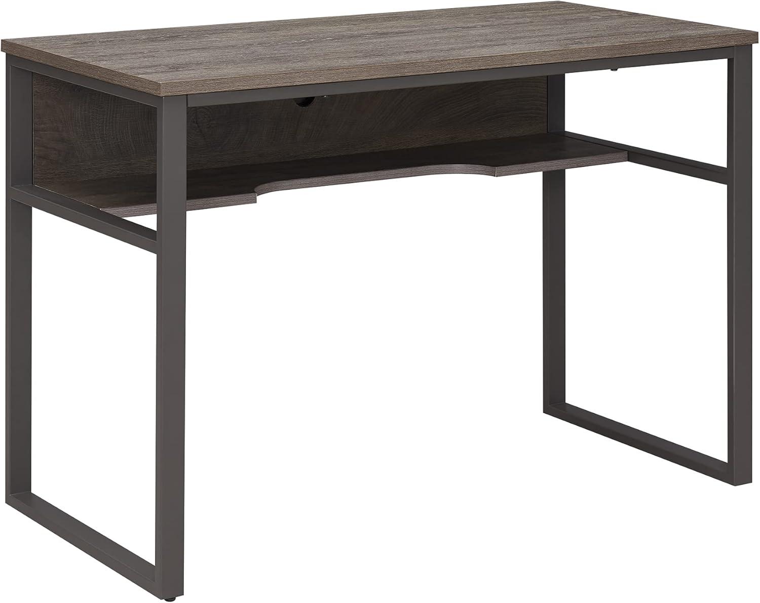 imageLeick Home 70006CJGM Metal Base Kona Desk with Recessed Lower StorageElectronics Shelf CorojoGunmetal Gray