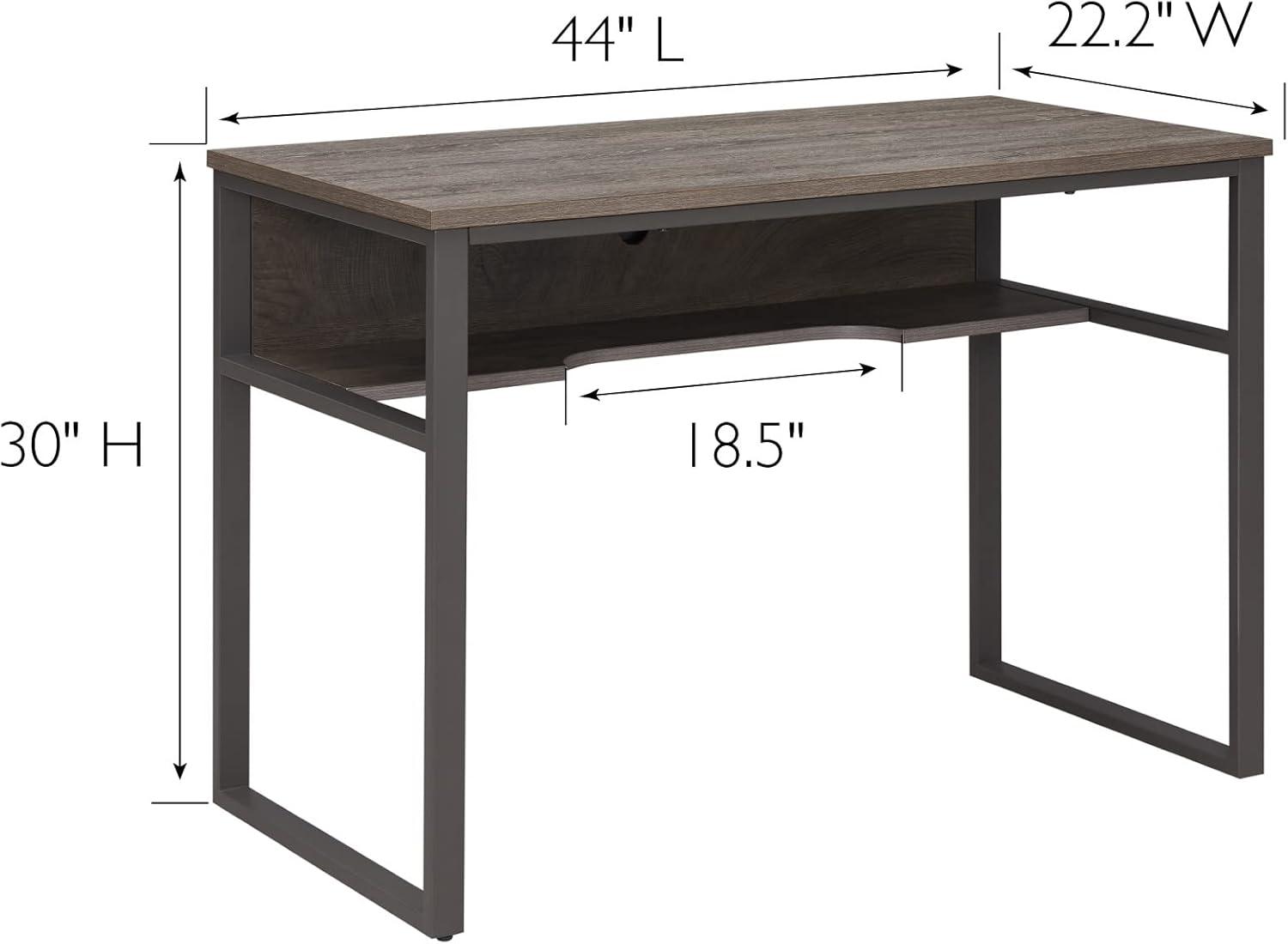 imageLeick Home 70006CJGM Metal Base Kona Desk with Recessed Lower StorageElectronics Shelf CorojoGunmetal Gray