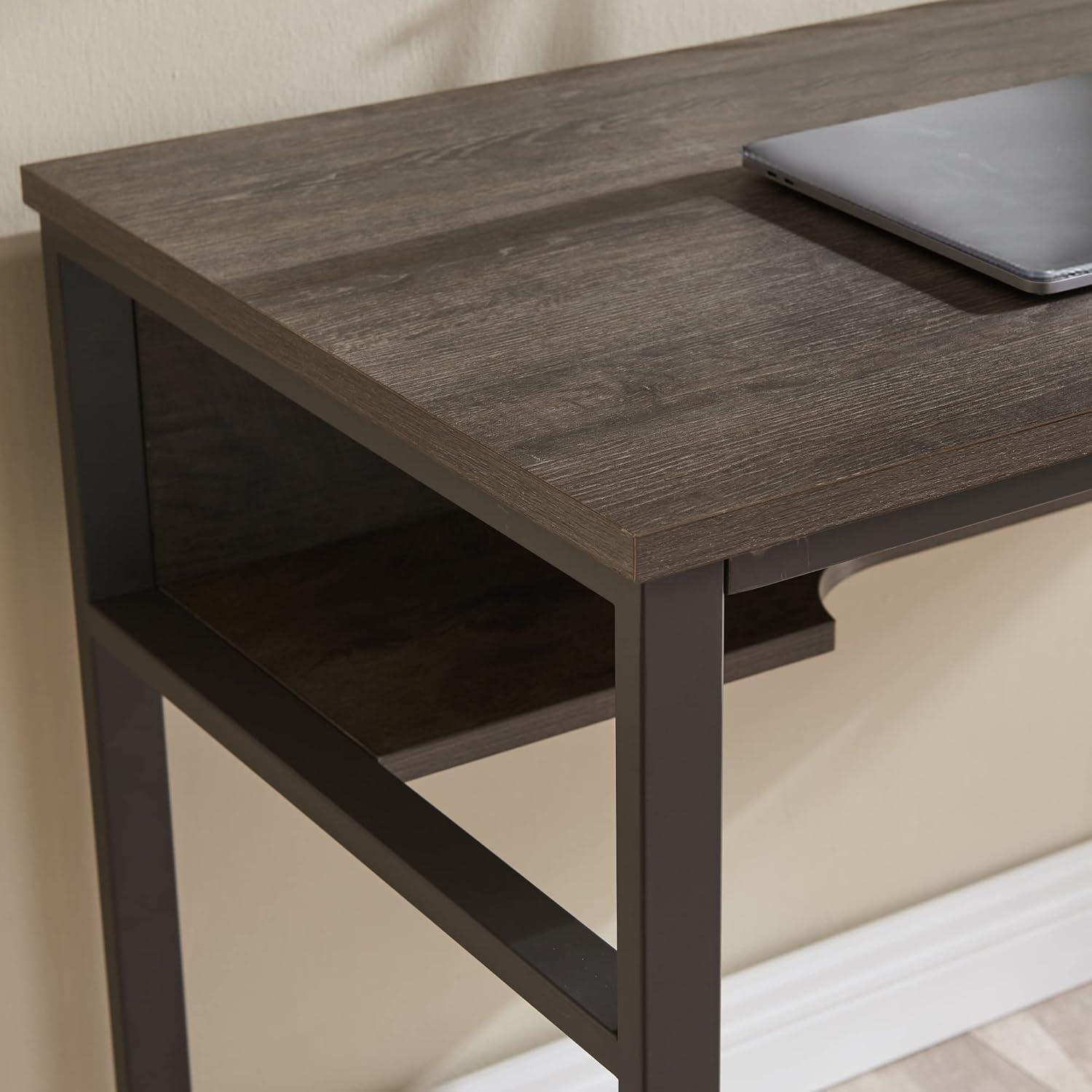 imageLeick Home 70006CJGM Metal Base Kona Desk with Recessed Lower StorageElectronics Shelf CorojoGunmetal Gray