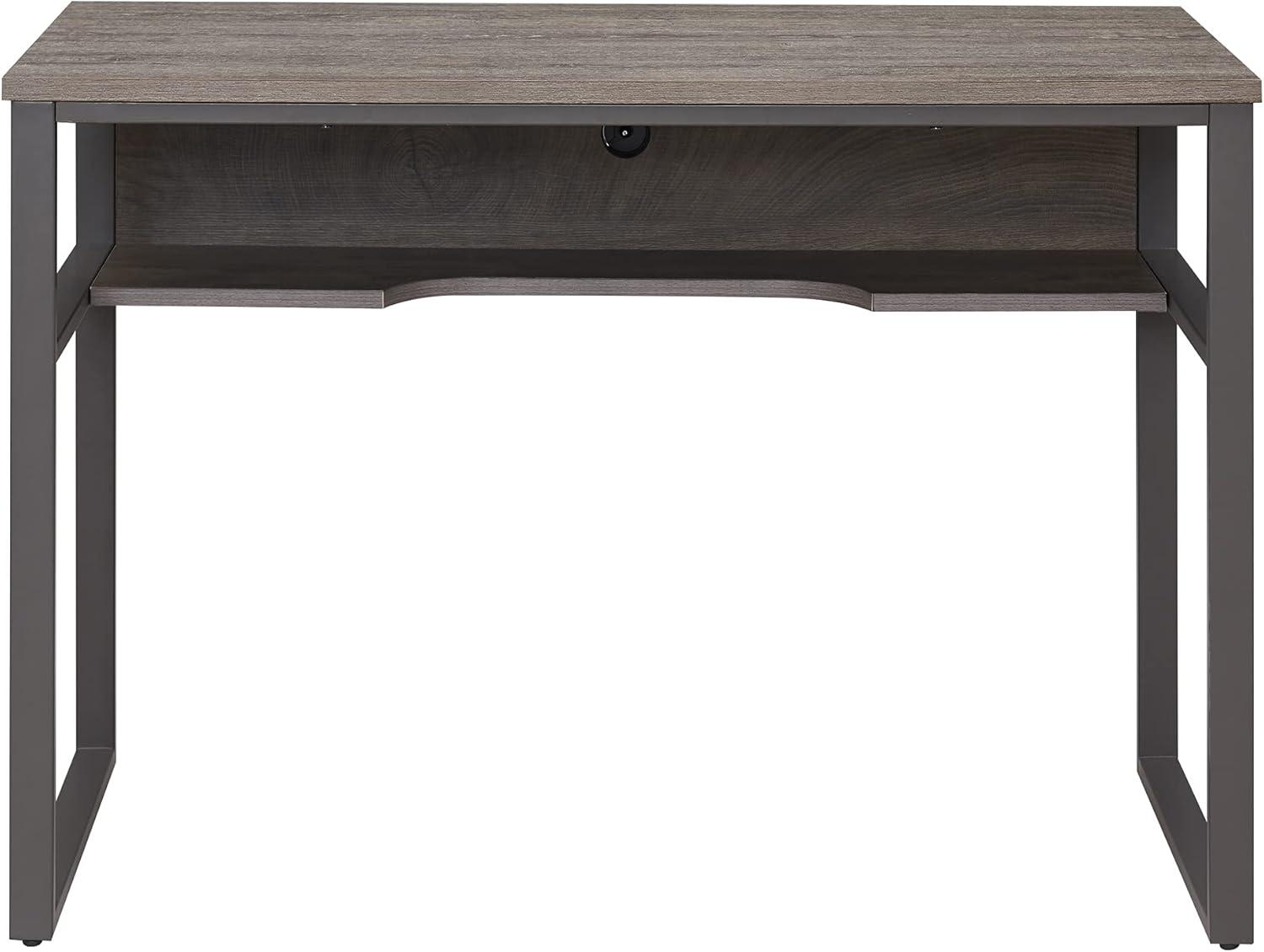 imageLeick Home 70006CJGM Metal Base Kona Desk with Recessed Lower StorageElectronics Shelf CorojoGunmetal Gray