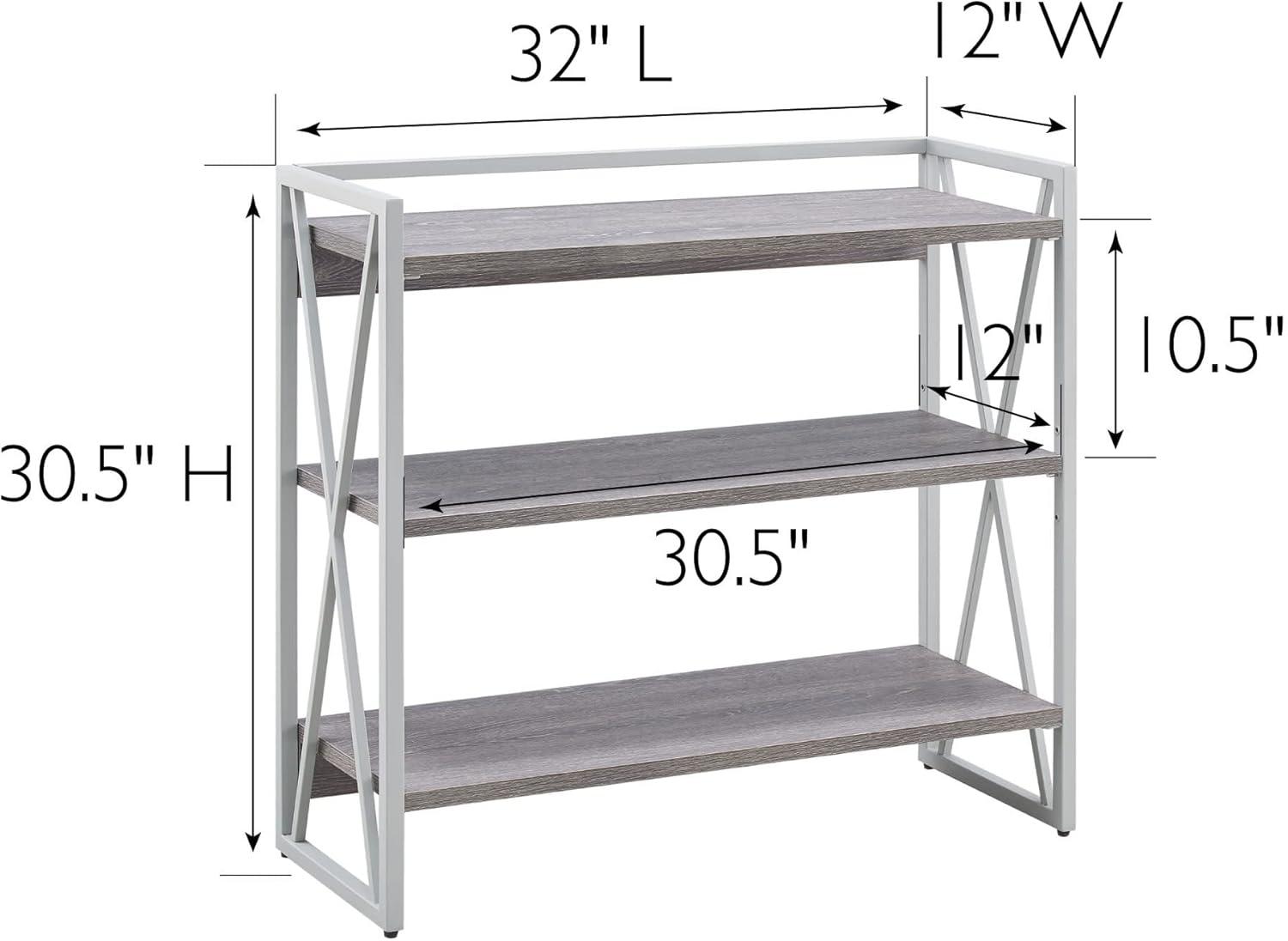 imageLeick Home 70009WWNK Mixed Metal and Wood X Design Bookshelf Weathered WoodNickel