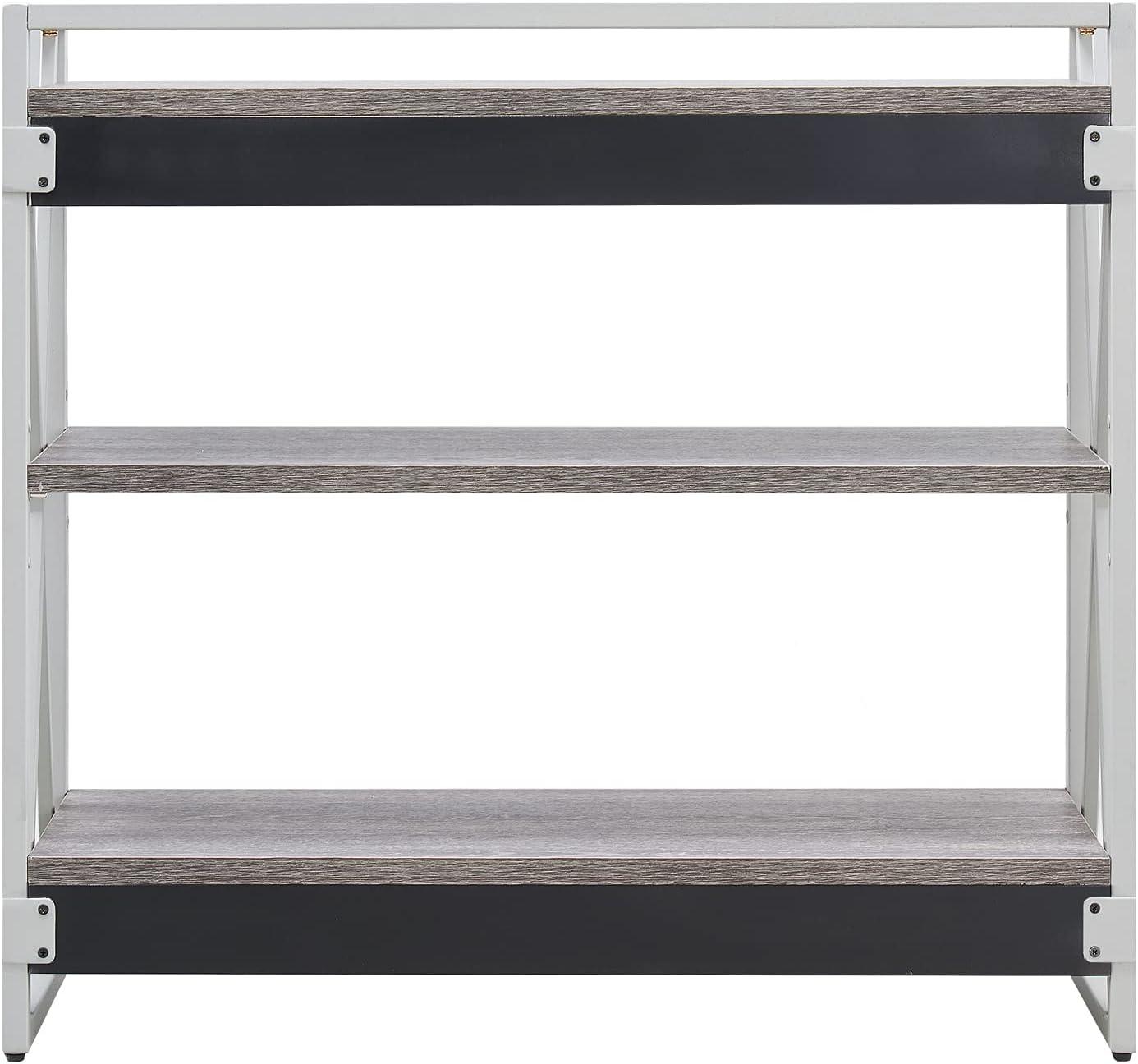 imageLeick Home 70009WWNK Mixed Metal and Wood X Design Bookshelf Weathered WoodNickel
