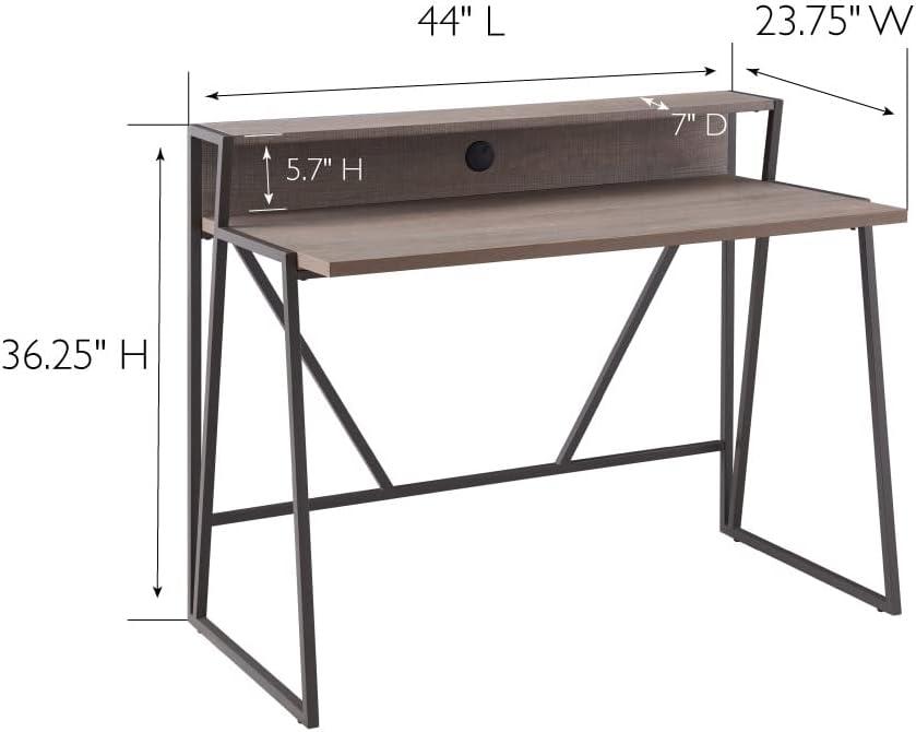 imageLeick Home 70010WWNK Fletcher 44 L x 2375 WD ReadytoAssemble Contemporary SingleShelf Cable Management Writing Desk for Home Office Craft Room Gaming Weathered Wood and Nickel FinishRoughsawn Oak Gunmetal