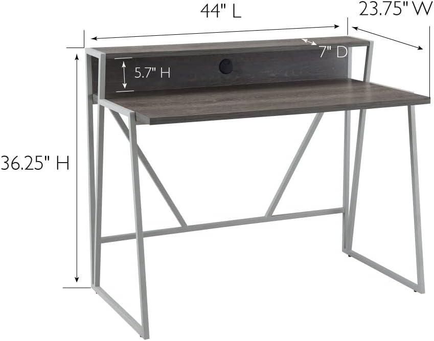 imageLeick Home 70010WWNK Fletcher 44 L x 2375 WD ReadytoAssemble Contemporary SingleShelf Cable Management Writing Desk for Home Office Craft Room Gaming Weathered Wood and Nickel FinishGrey