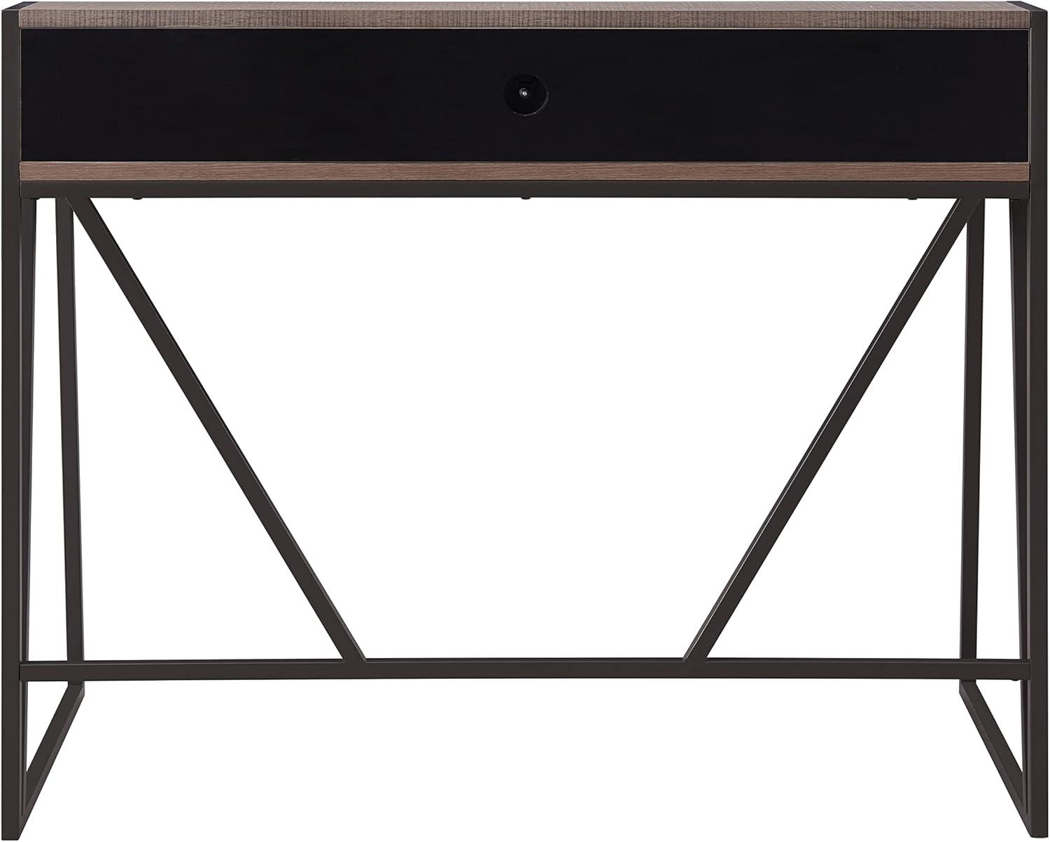 imageLeick Home 70010WWNK Fletcher 44 L x 2375 WD ReadytoAssemble Contemporary SingleShelf Cable Management Writing Desk for Home Office Craft Room Gaming Weathered Wood and Nickel FinishRoughsawn Oak Gunmetal