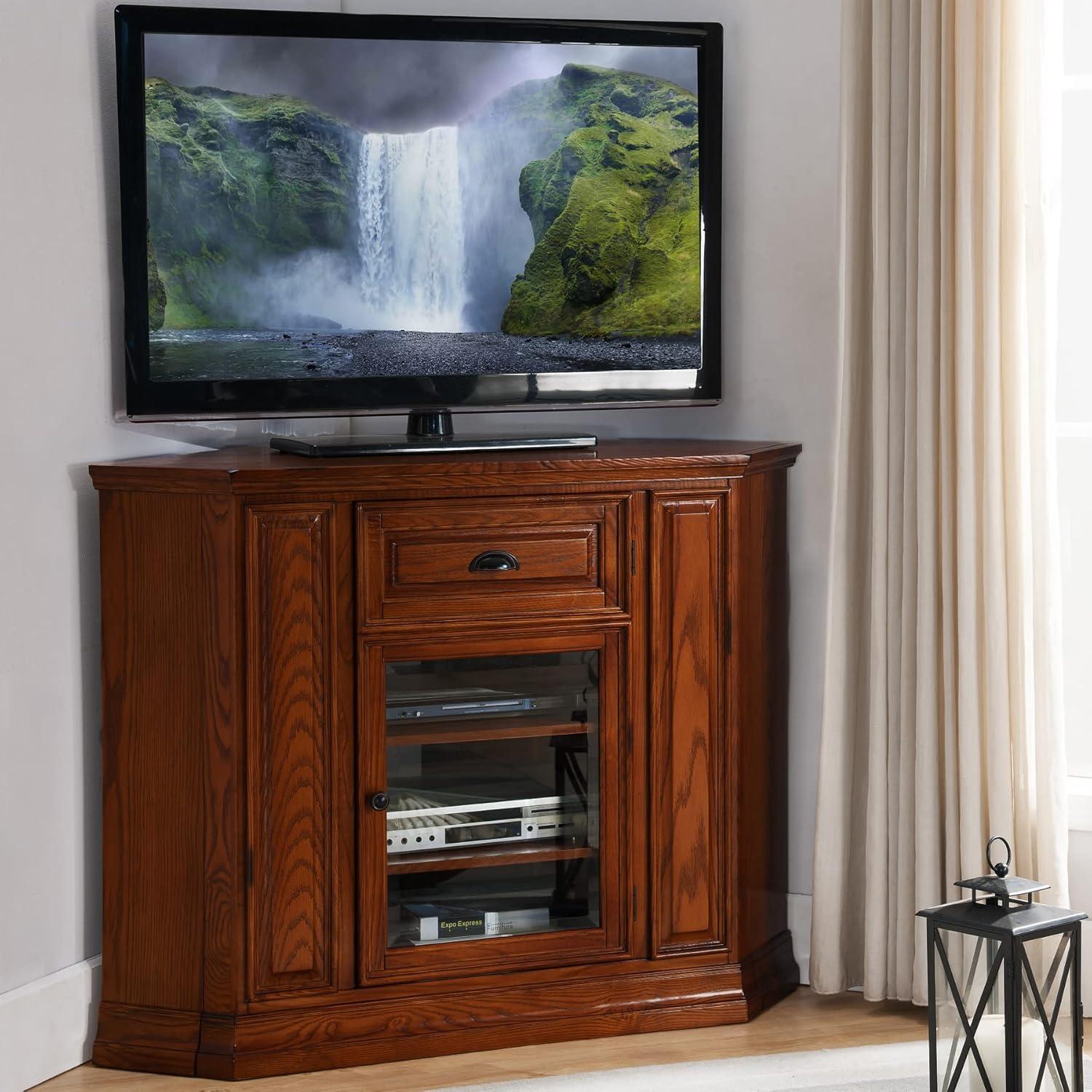 imageLeick Home 82232 Boulder Creek High Profile Corner TV Stand with Enclosed Storage For 50 TVs20 L x 46 W x 36 Medium Oak