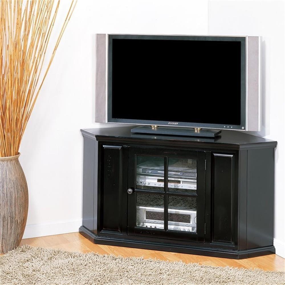 imageLeick Home 83285 One Door Corner TV Stand with Enclosed Storage For 50 TVs Black Rub