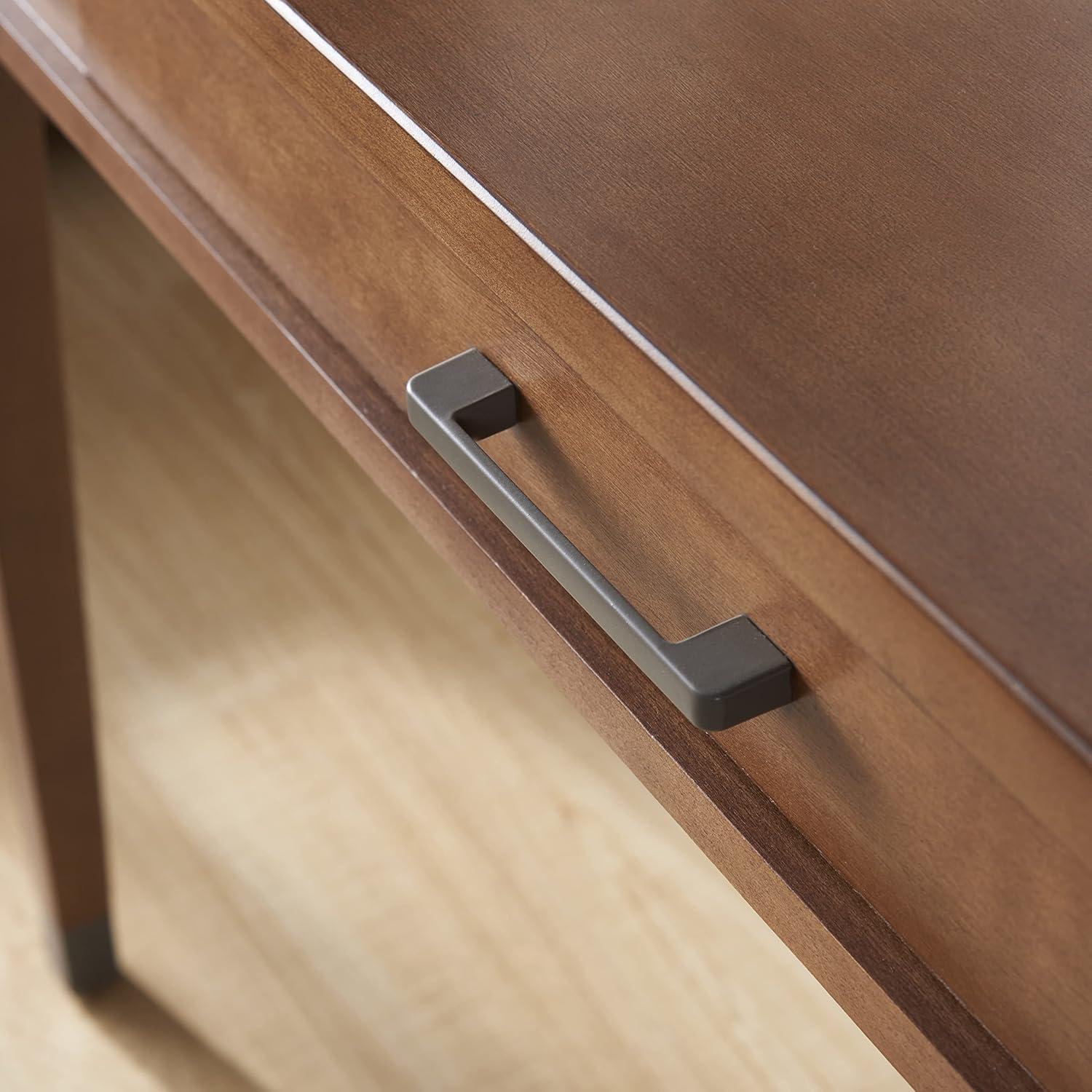 imageLeick Home 83430 Corner ComputerWriting Desk with Center Keyboard Drawer and Shelf Black OakAged BarrelGunmetal