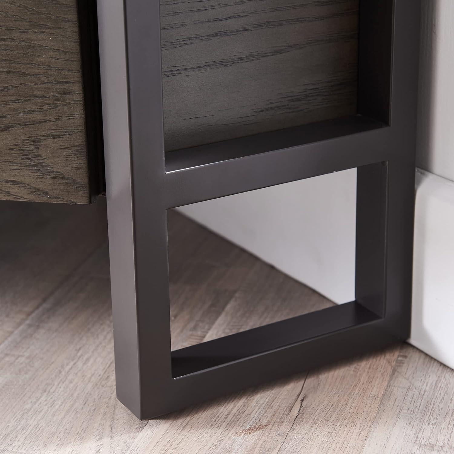 imageLeick Home 84389 Ender Mixed Metal and Wood Corner TV Stand for 60 TVs Smoke and Gunmetal Gray