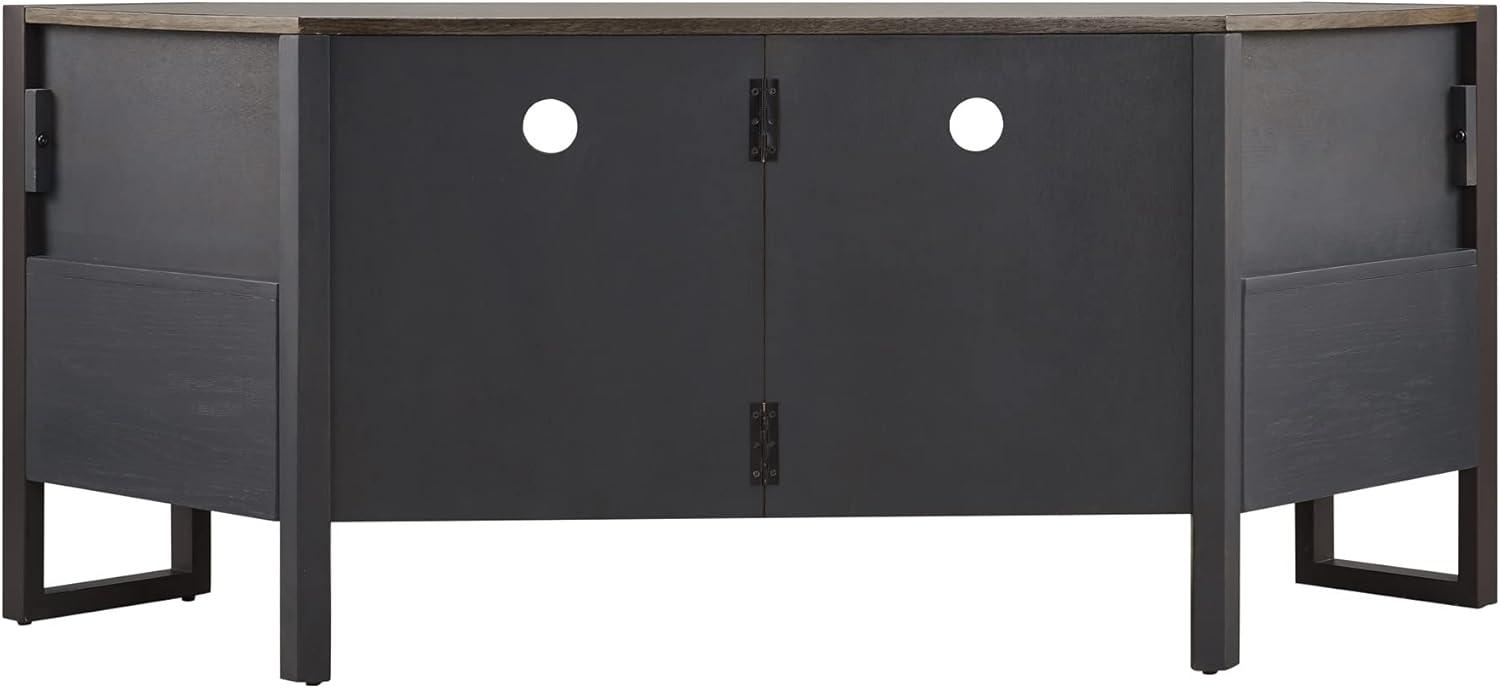 imageLeick Home 84389 Ender Mixed Metal and Wood Corner TV Stand for 60 TVs Smoke and Gunmetal Gray