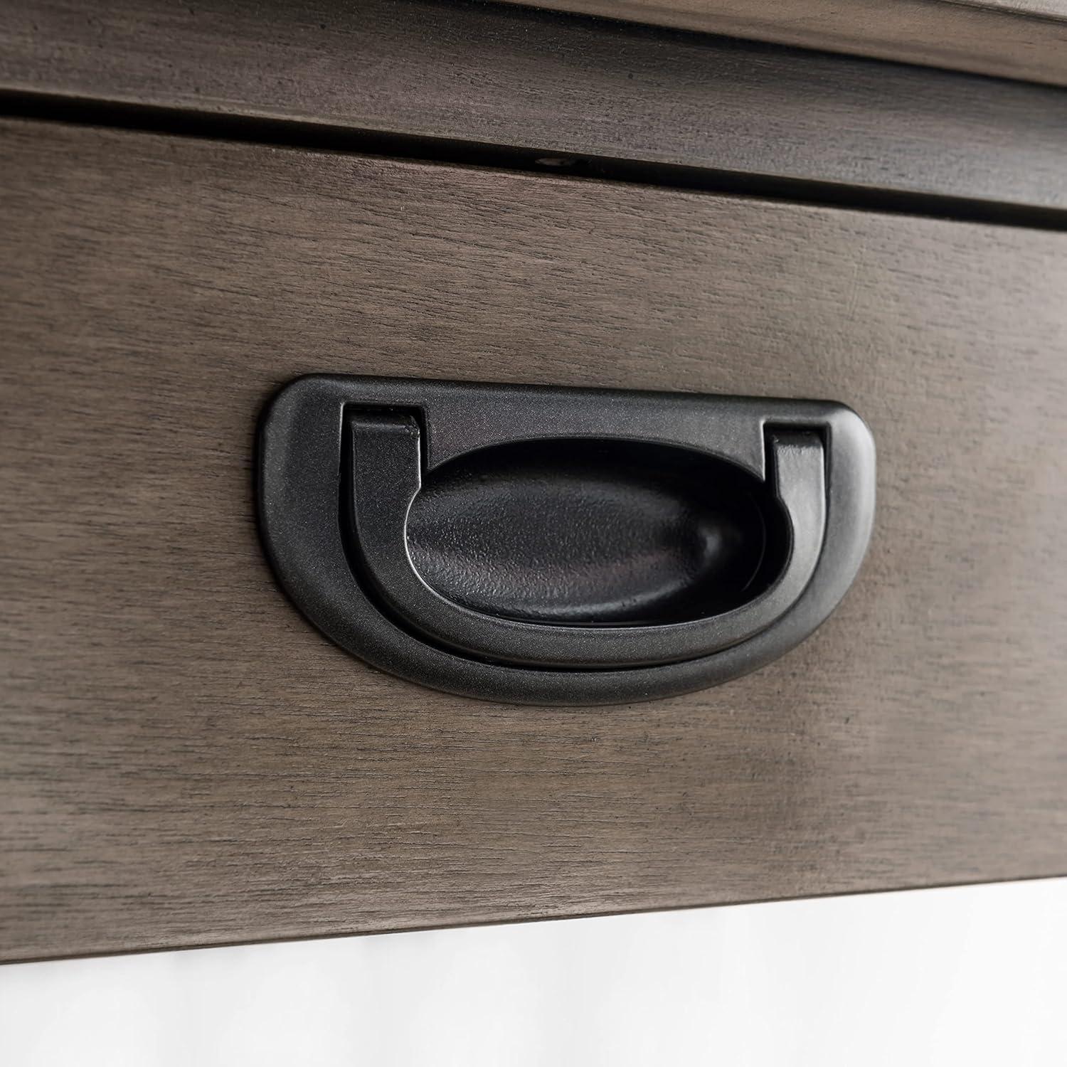 imageLeick Home 84405 Oval Metal Leg DeskVanity with Drop Front Keyboard Drawer Smoke Gray and GunmetalSmoke GraywashGunmetal Gray