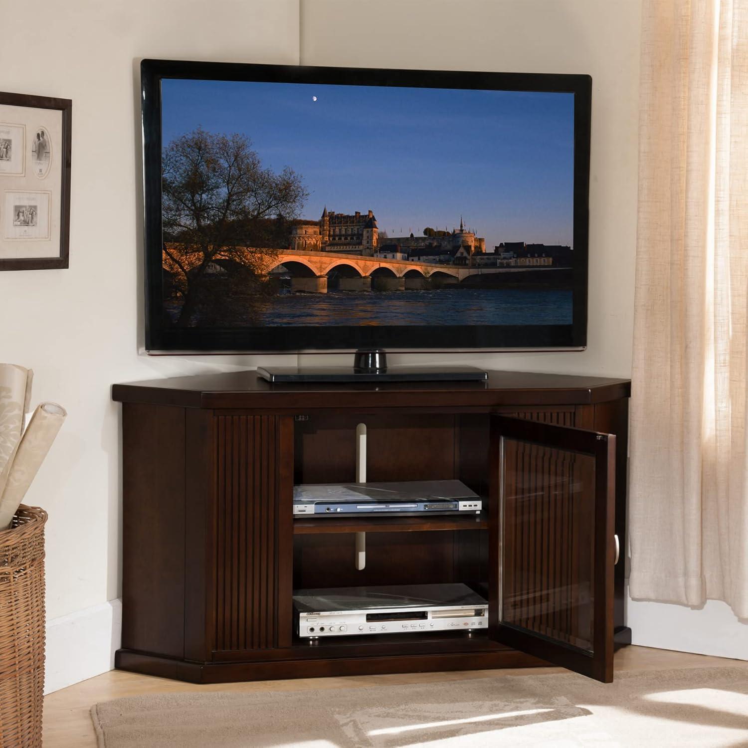 imageLeick Home 86285 One Door Corner TV Stand for 50 TVs Chocolate Cherry