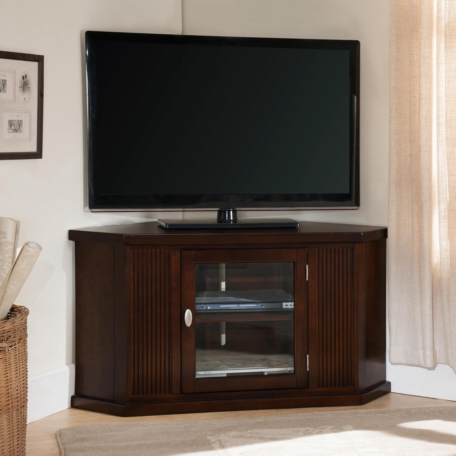 imageLeick Home 86285 One Door Corner TV Stand for 50 TVs Chocolate Cherry