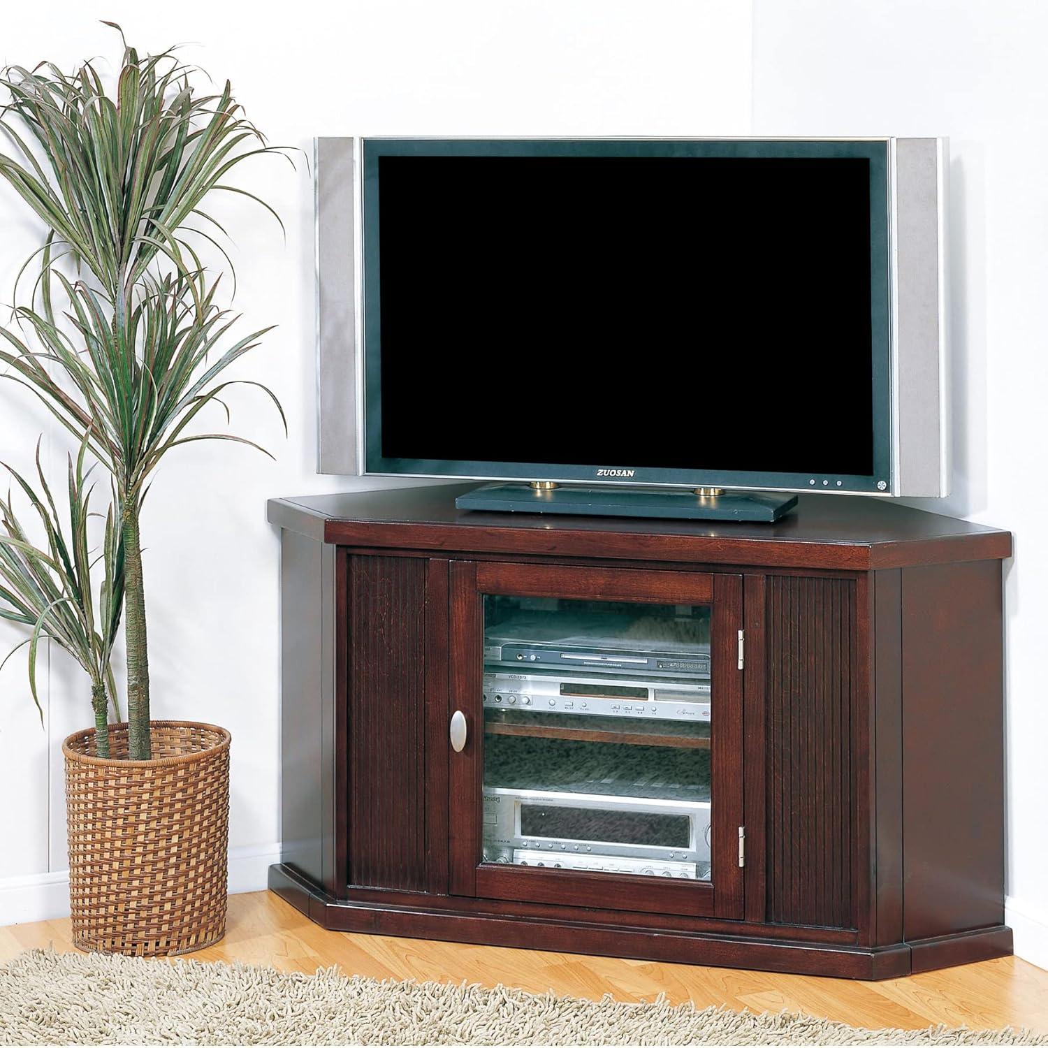 imageLeick Home 86285 One Door Corner TV Stand for 50 TVs Chocolate Cherry