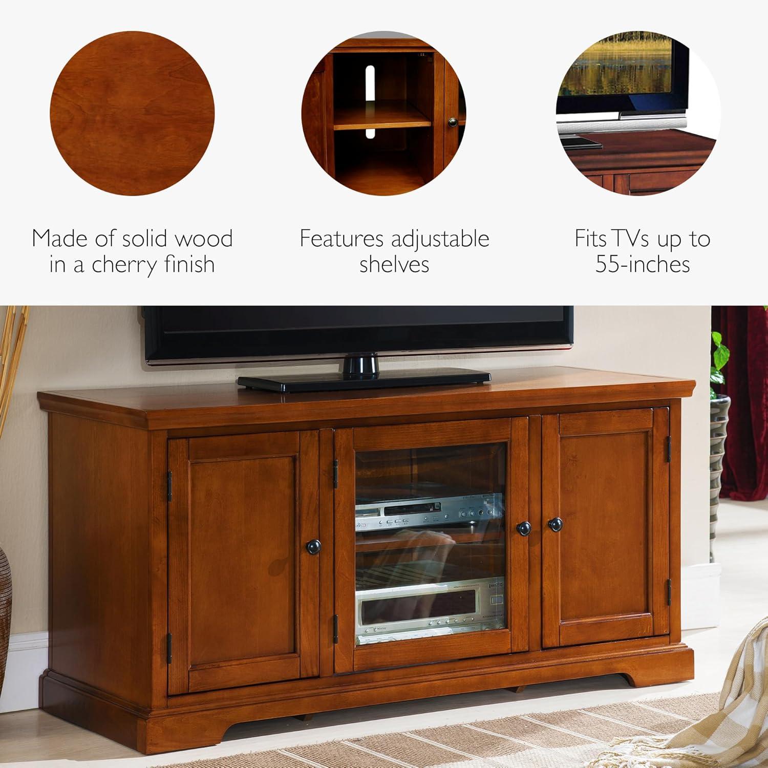 imageLeick Home 87350 Three Door TV Stand with Cabinet Storage for 55 TVs Westwood Brown CherryBrown Cherry Black