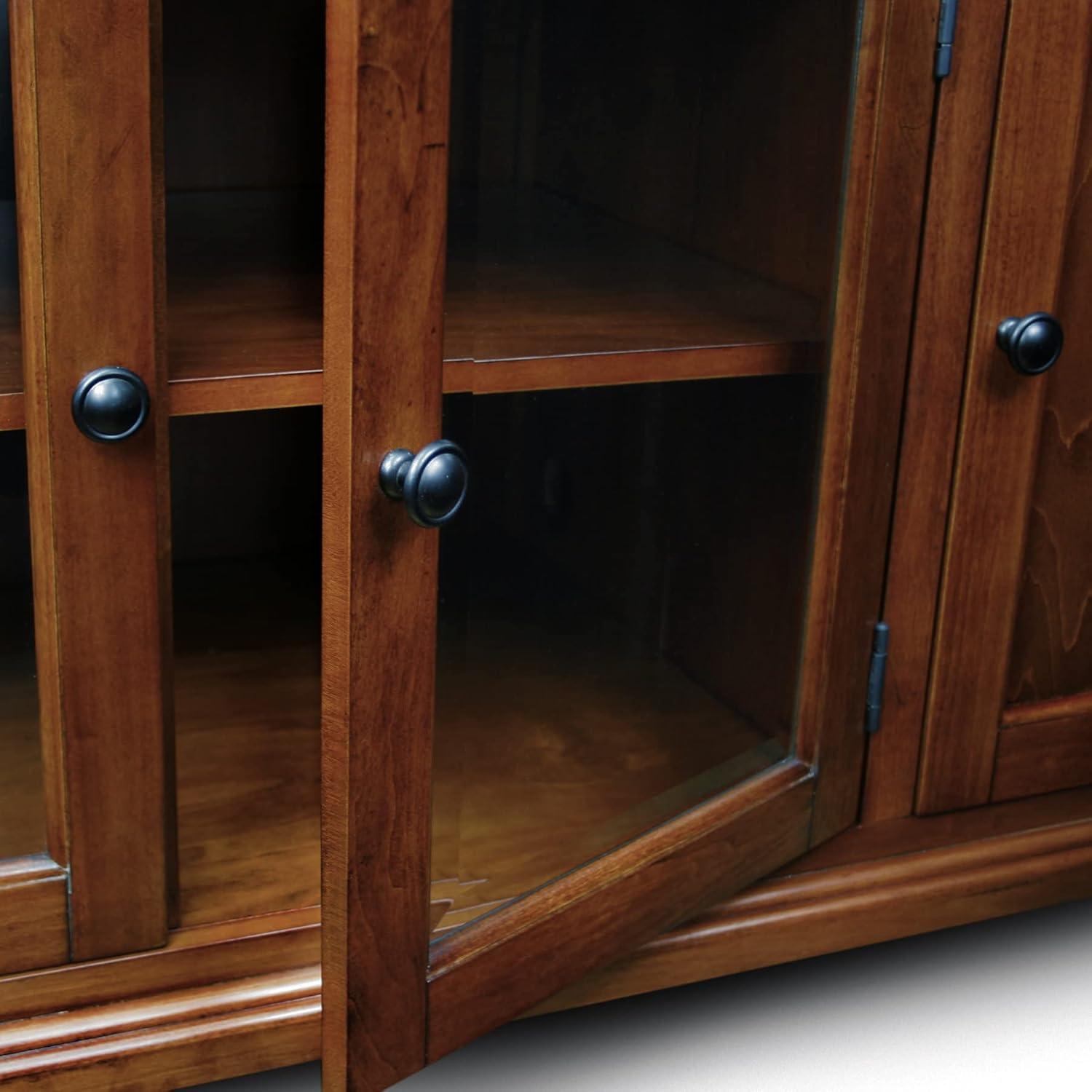 imageLeick Home 87350 Three Door TV Stand with Cabinet Storage for 55 TVs Westwood Brown CherryBrown Cherry Black