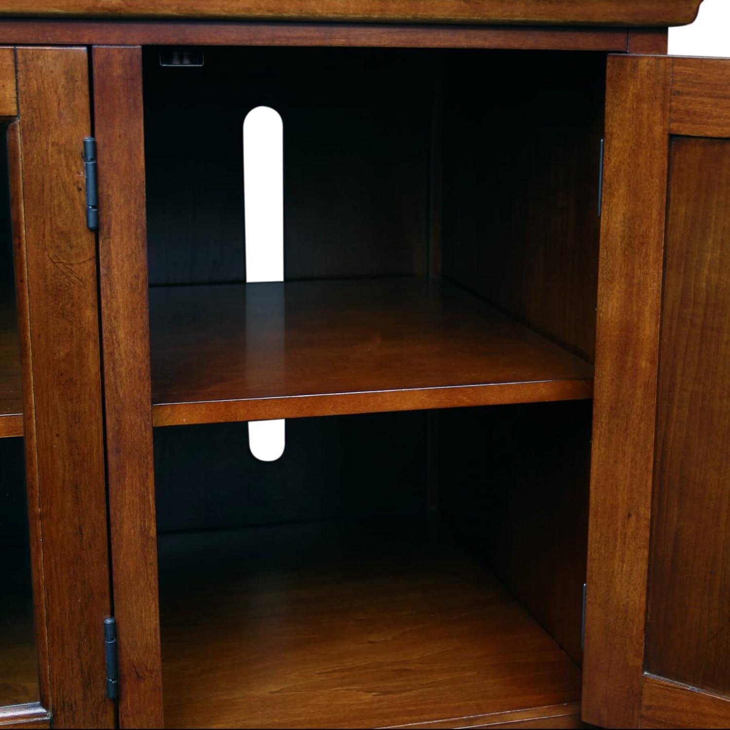 imageLeick Home 87350 Three Door TV Stand with Cabinet Storage for 55 TVs Westwood Brown CherryBrown Cherry Black