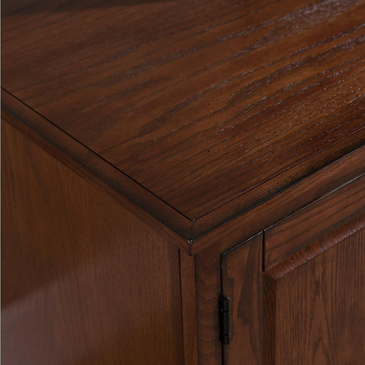 imageLeick Home 87350 Three Door TV Stand with Cabinet Storage for 55 TVs Westwood Brown CherryBurnished Oak Black