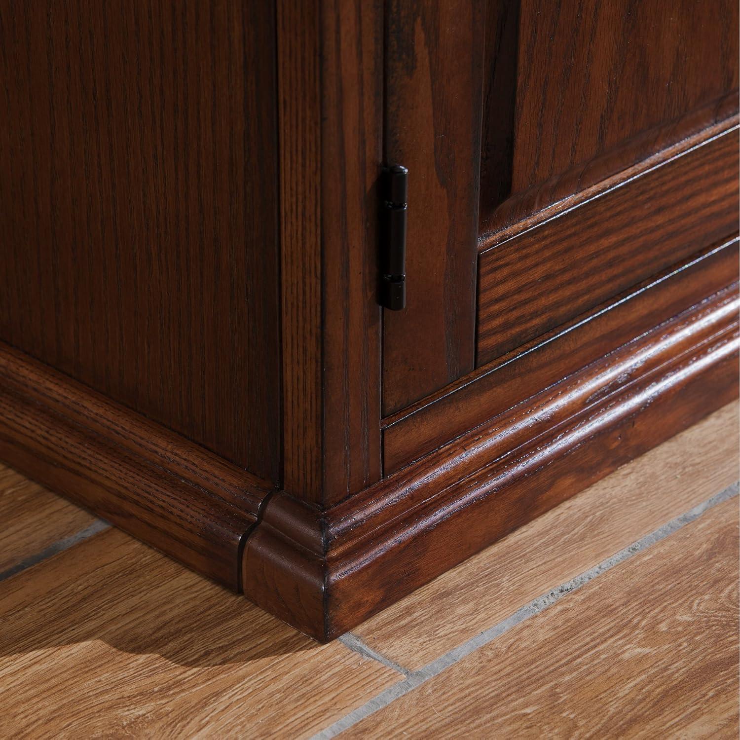 imageLeick Home 87350 Three Door TV Stand with Cabinet Storage for 55 TVs Westwood Brown CherryBurnished Oak Black