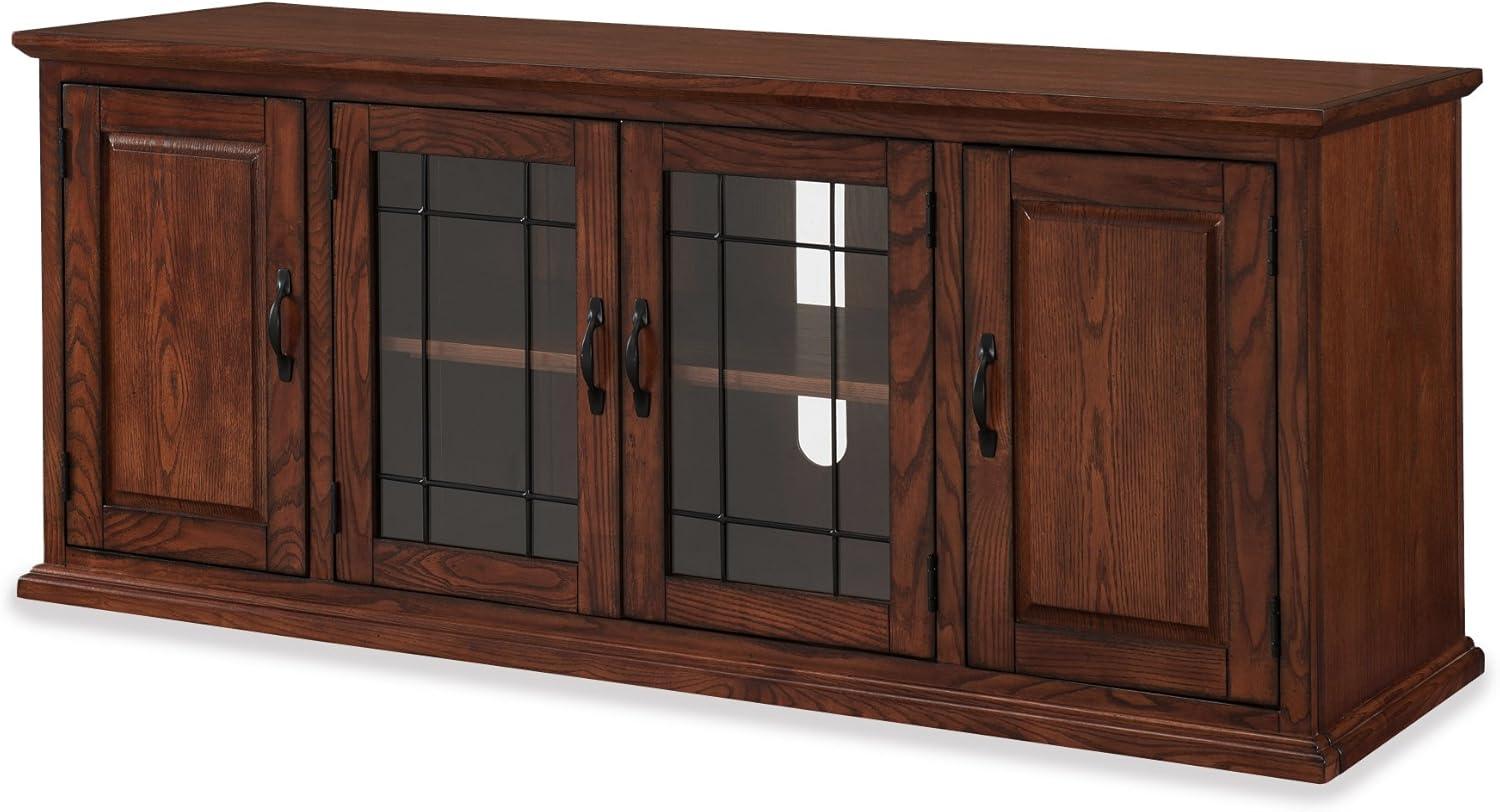 imageLeick Home 87350 Three Door TV Stand with Cabinet Storage for 55 TVs Westwood Brown CherryBurnished Oak Black
