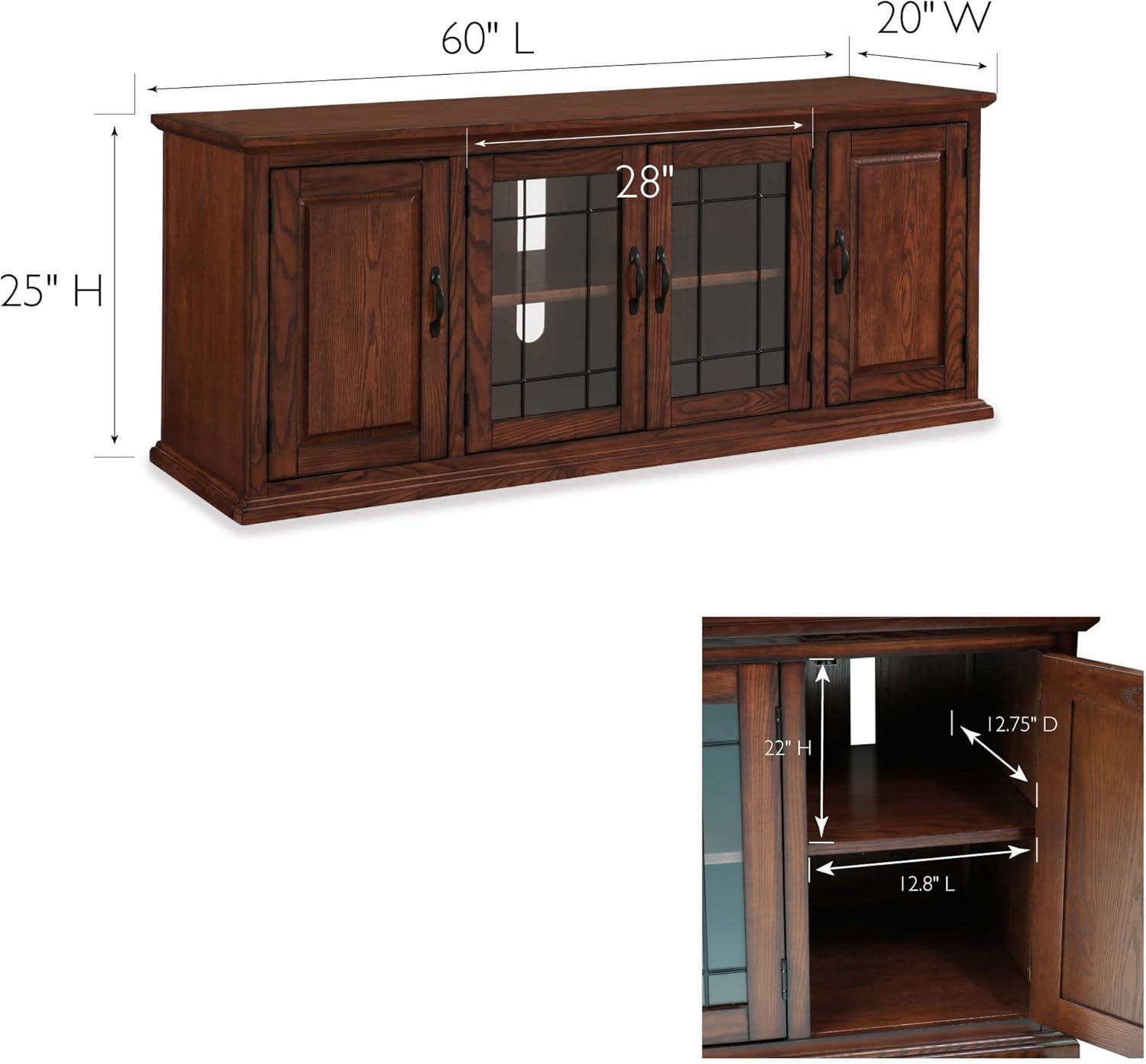 imageLeick Home 87350 Three Door TV Stand with Cabinet Storage for 55 TVs Westwood Brown CherryBurnished Oak Black