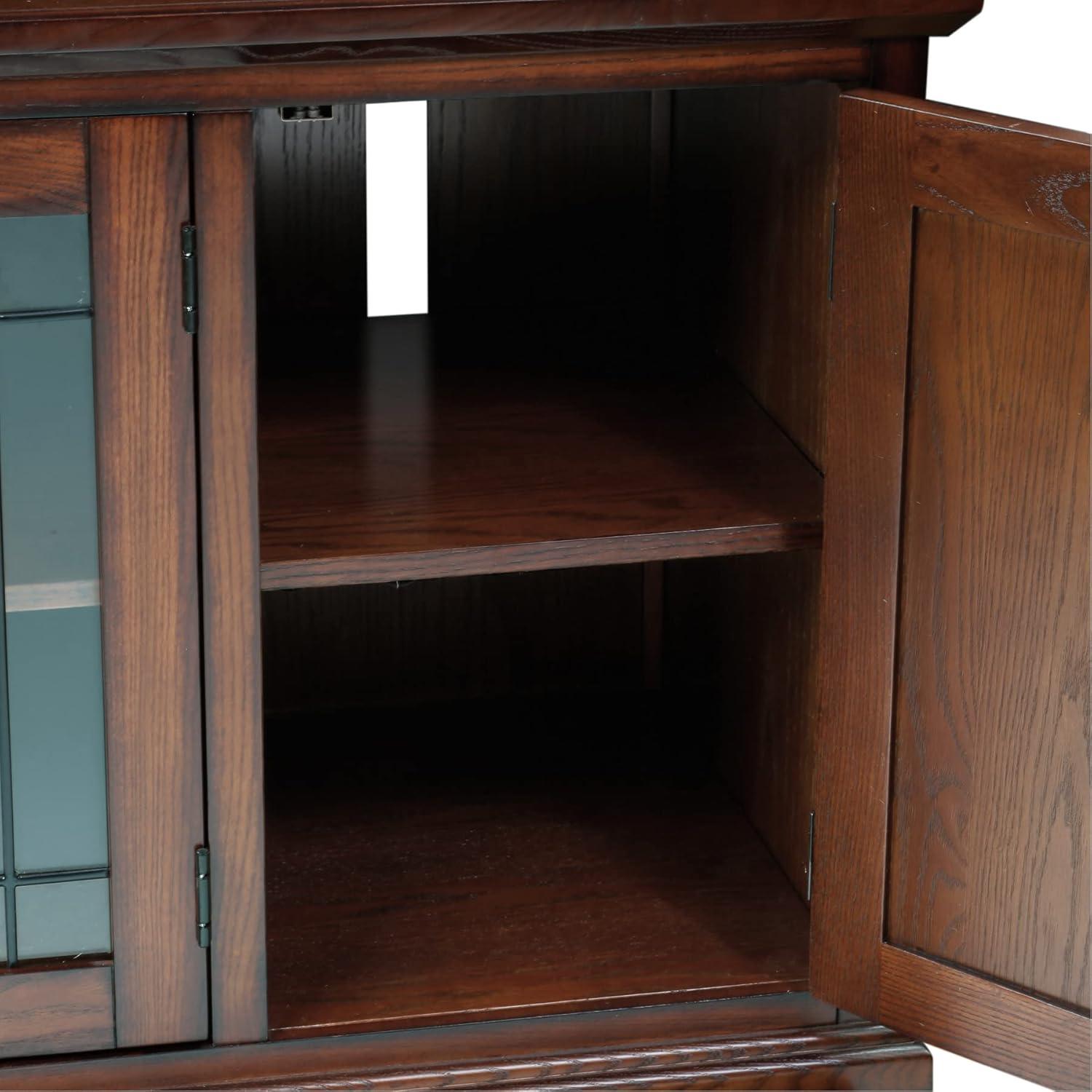 imageLeick Home 87350 Three Door TV Stand with Cabinet Storage for 55 TVs Westwood Brown CherryBurnished Oak Black