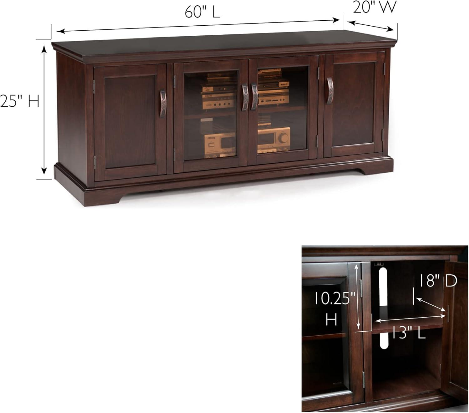 imageLeick Home 87350 Three Door TV Stand with Cabinet Storage for 55 TVs Westwood Brown CherryChocolate Cherry Bronze