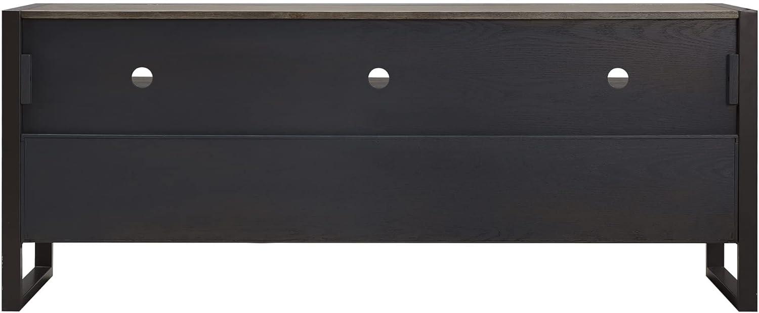 imageLeick Home 87350 Three Door TV Stand with Cabinet Storage for 55 TVs Westwood Brown CherrySmoke Gray Gunmetal