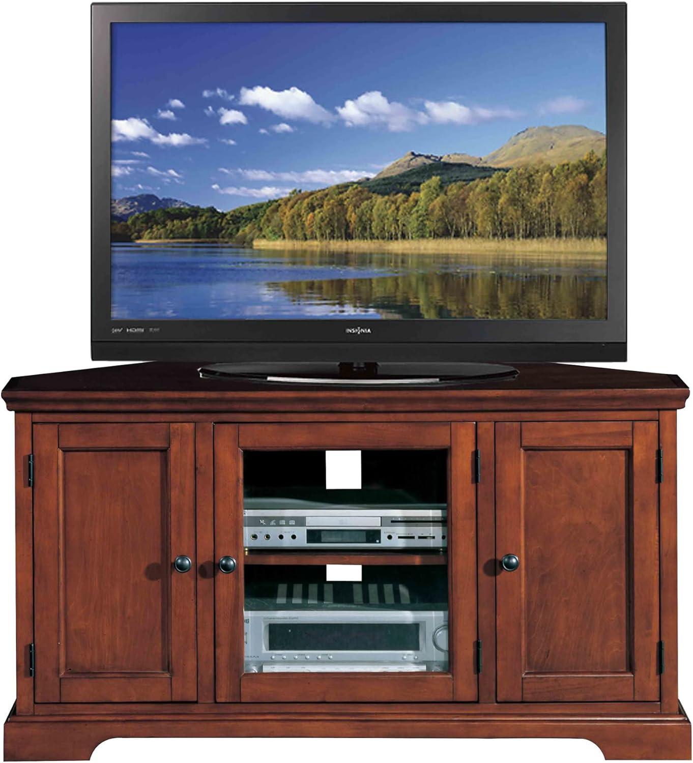 imageLeick Home 87385 Westwood Three Door Corner TV Stand For 50 TVs Brown Cherry