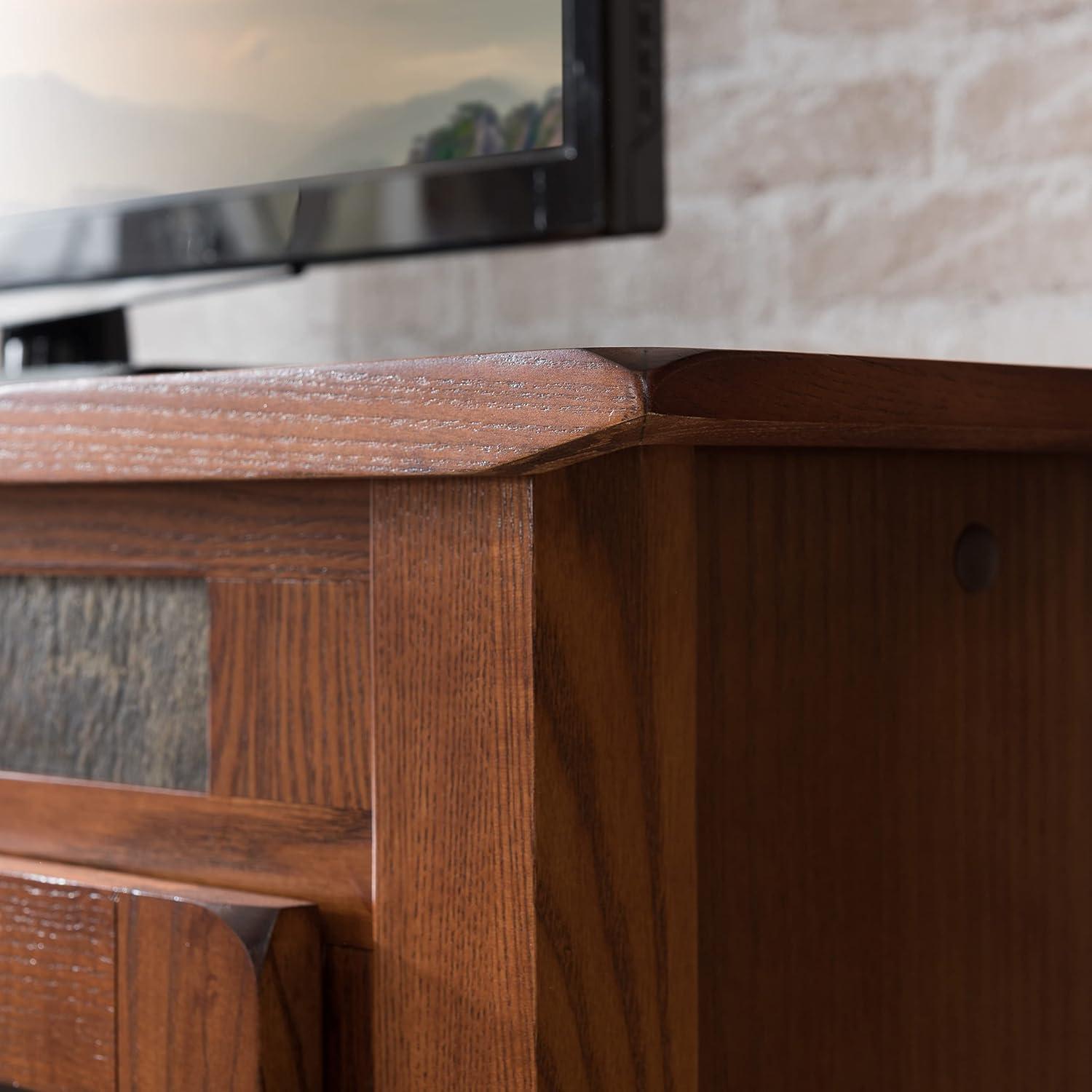 imageLeick Home 89046 Rustic Oak TV Stand with Enclosed Storage For 50 TVs Distressed Rustic Autumn
