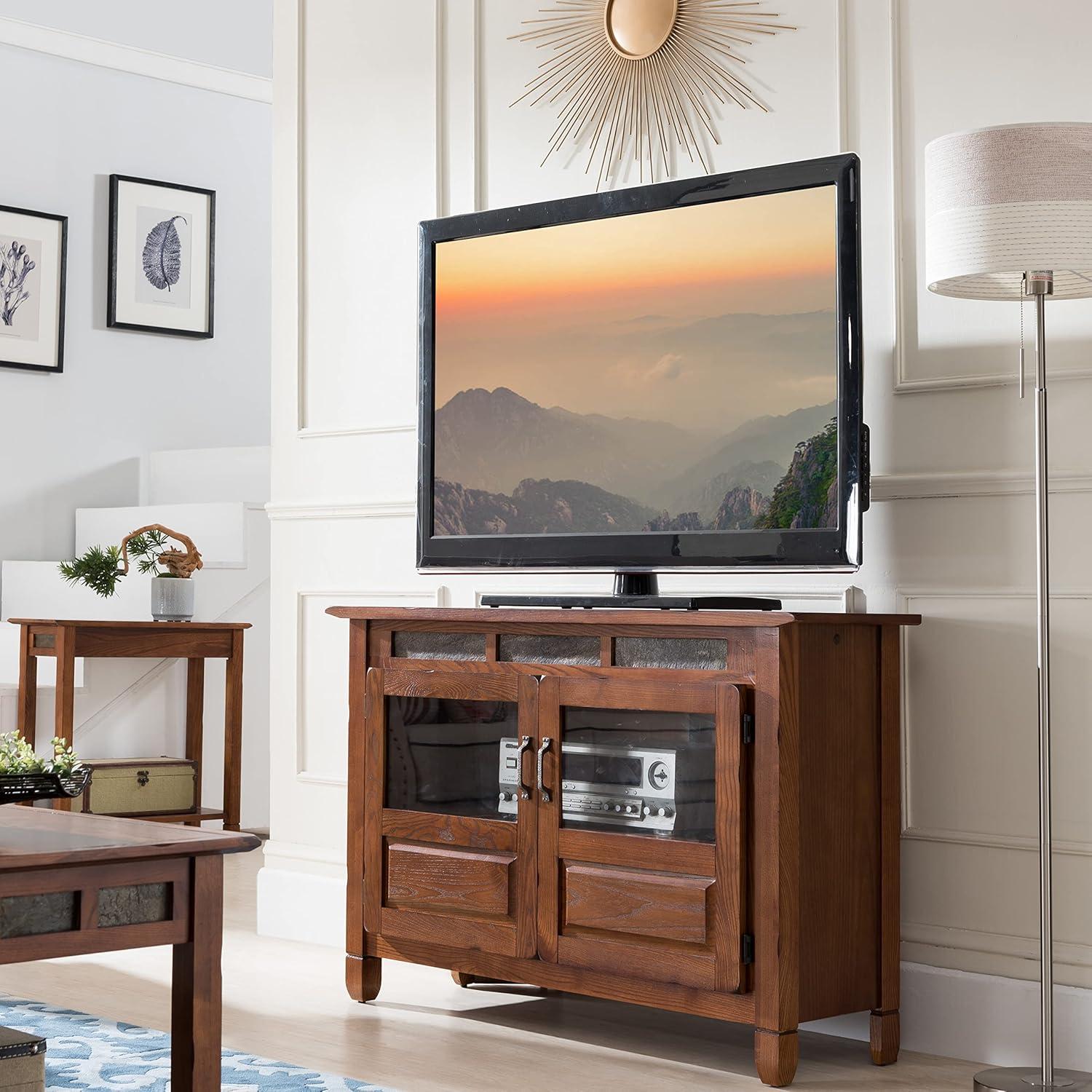 imageLeick Home 89046 Rustic Oak TV Stand with Enclosed Storage For 50 TVs Distressed Rustic Autumn