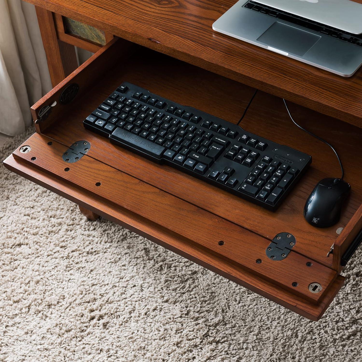 imageLeick Home 89400 Rustic Oak and Slate Laptop Desk with Drop Front Keyboard Drawer Distressed Rustic AutumnDistressed Rustic Autumn