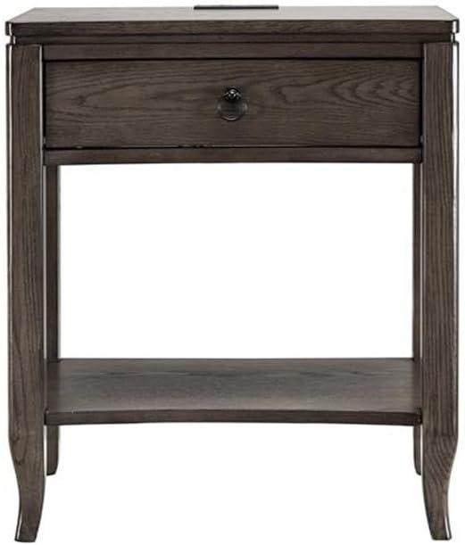 imageLeick Home 9077GR Annette Oak Drawer Nightstand Side Table with Top ACUSB Outlet and Shelf Smoke GraySmoke Gray