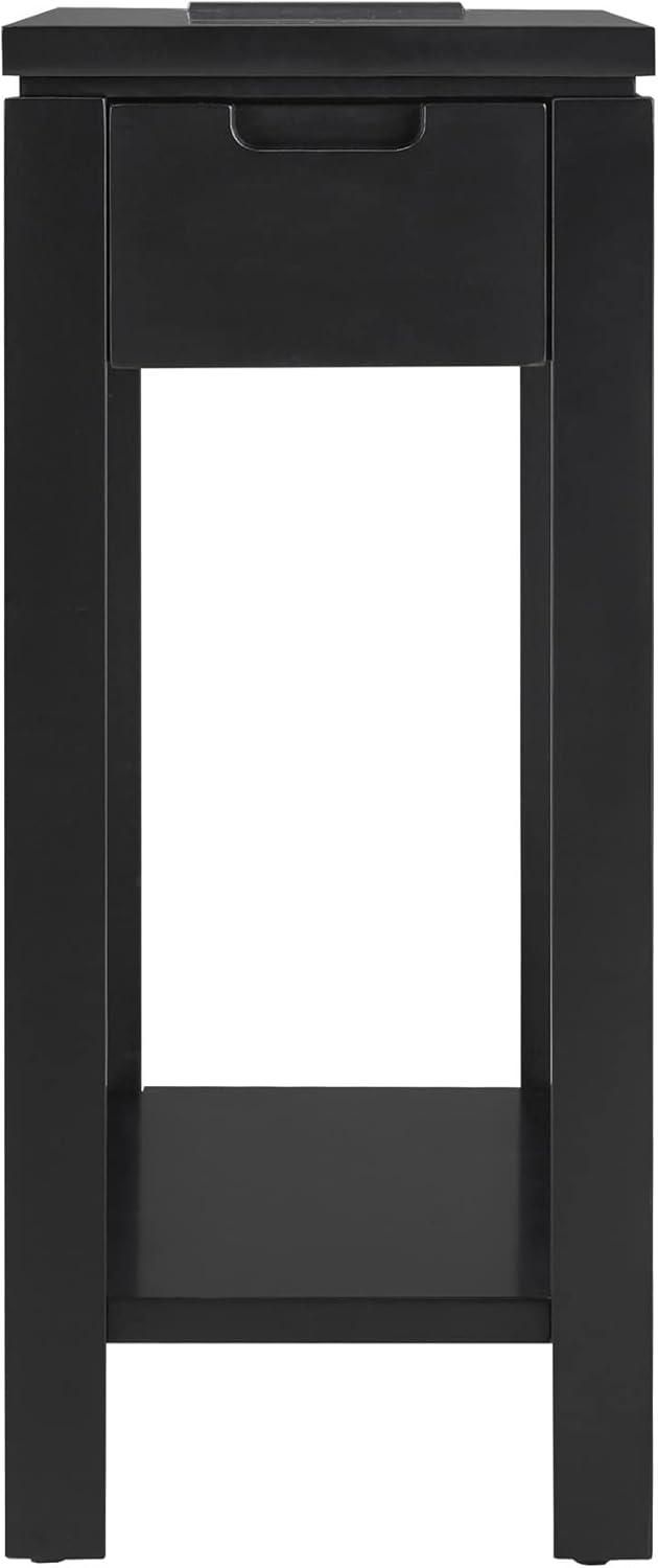 imageLeick Home 9080BLK Cade Wood Side Table with USBC Fast Charging Station ACUSB Charger and Drawer BlackBlack