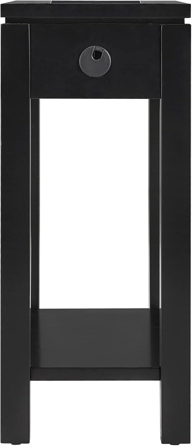 imageLeick Home 9080BLK Cade Wood Side Table with USBC Fast Charging Station ACUSB Charger and Drawer BlackBlack