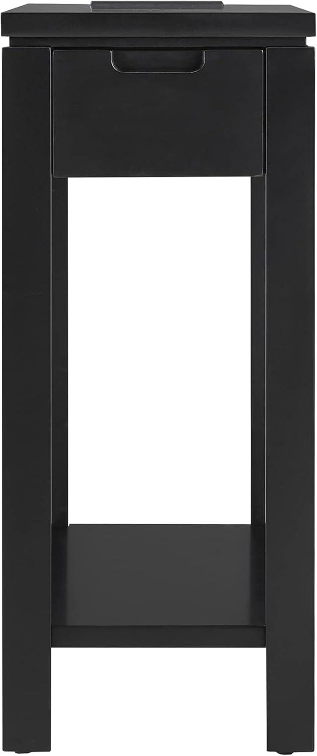 imageLeick Home 9080BLK Cade Wood Side Table with USBC Fast Charging Station ACUSB Charger and Drawer BlackBlack