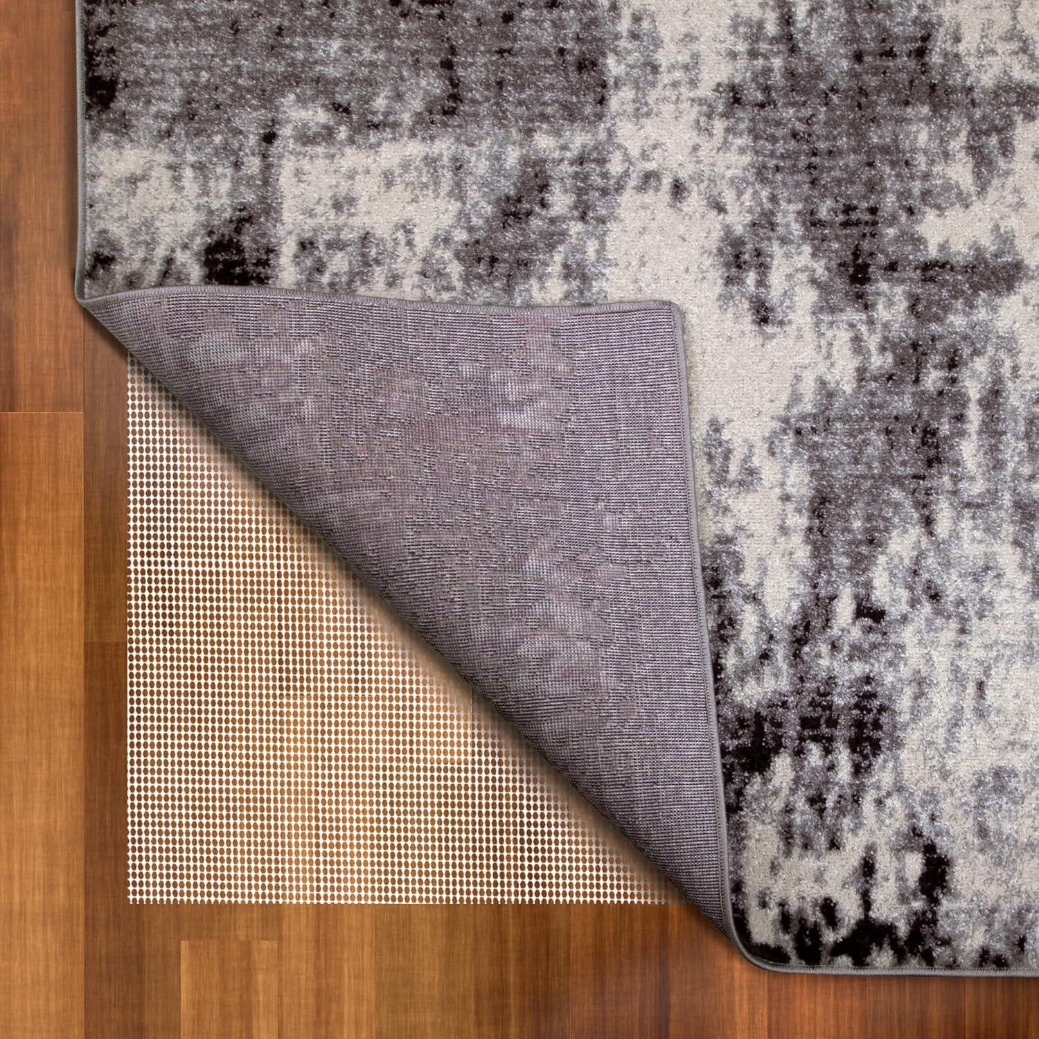 imageLeick Home Allerick Area Rug in Vintage Faded Abstract Gray with Rug Pad for Living Room Bedroom Office Rectangle 53 x 77