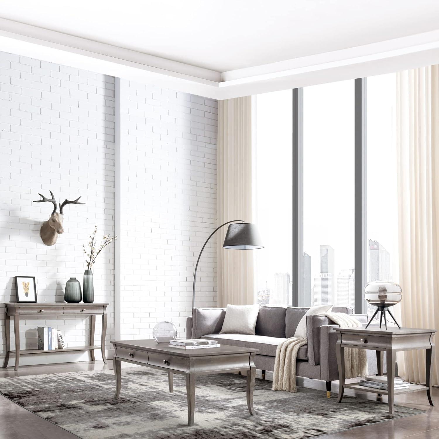 imageLeick Home Allerick Area Rug in Vintage Faded Abstract Gray with Rug Pad for Living Room Bedroom Office Rectangle 53 x 77